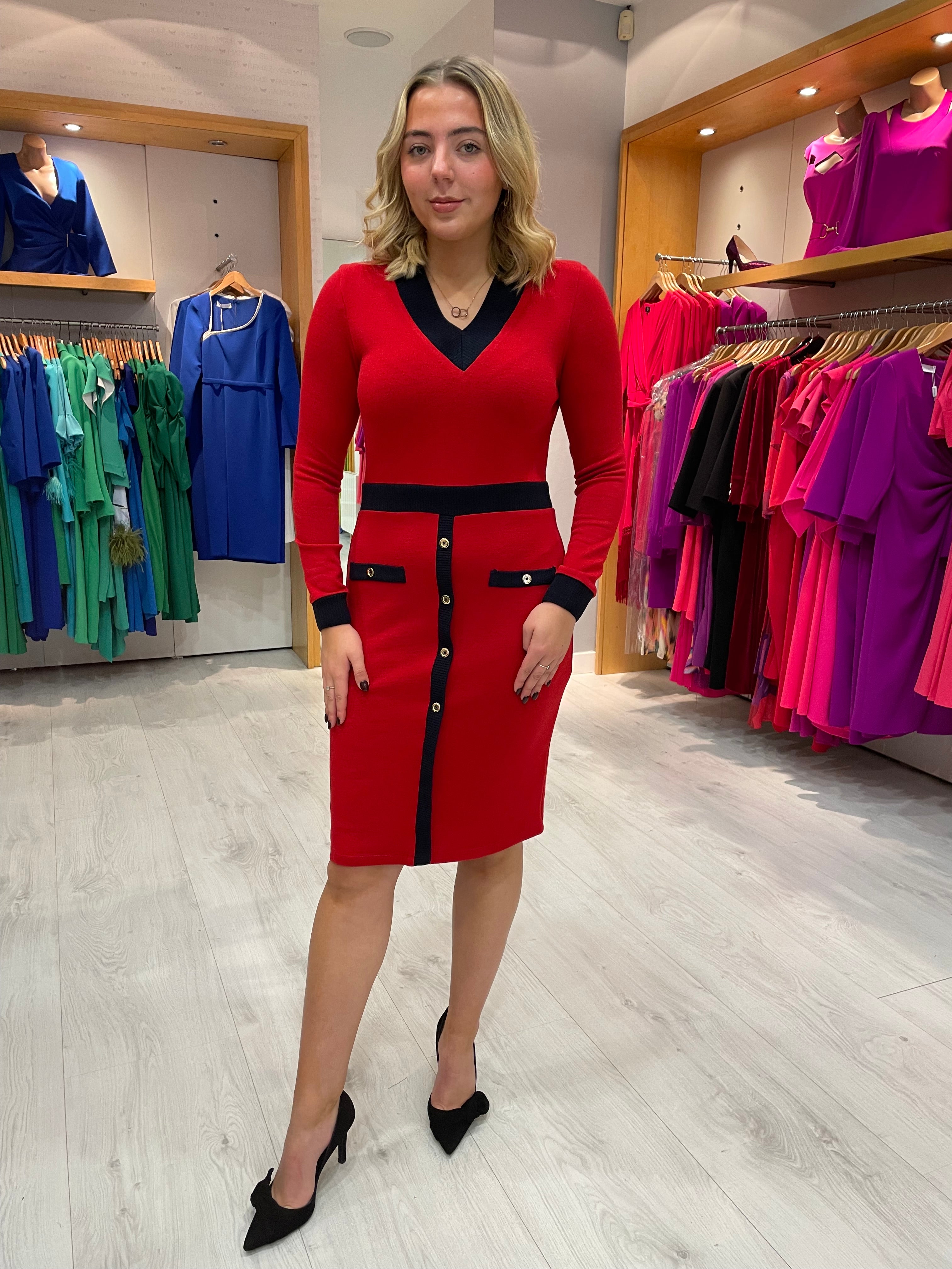 Arggido Red and Navy Knit Dress Ruby Nu Boutique Arggido Red and Navy Knit Dress Ruby Nu Boutique