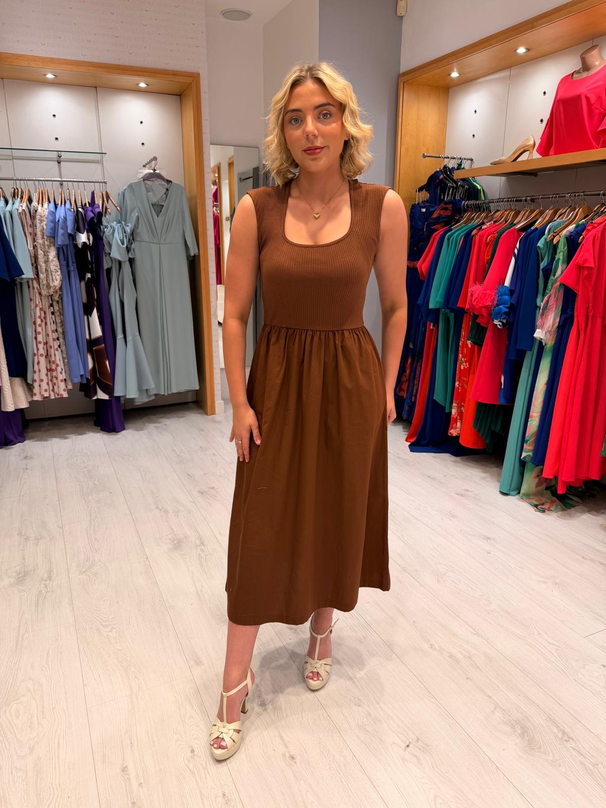 Soaked Brown Ribbed Dress