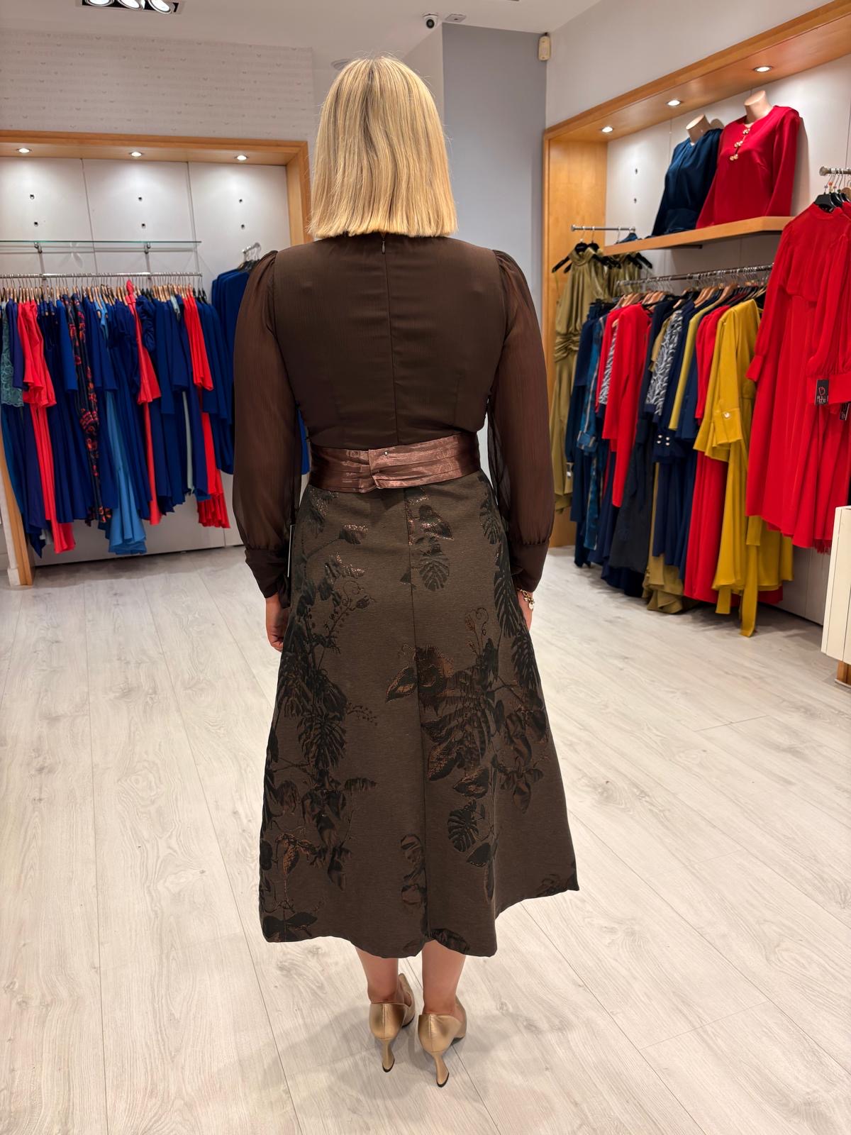 Rolemode Mocha Contrast Skirt Dress