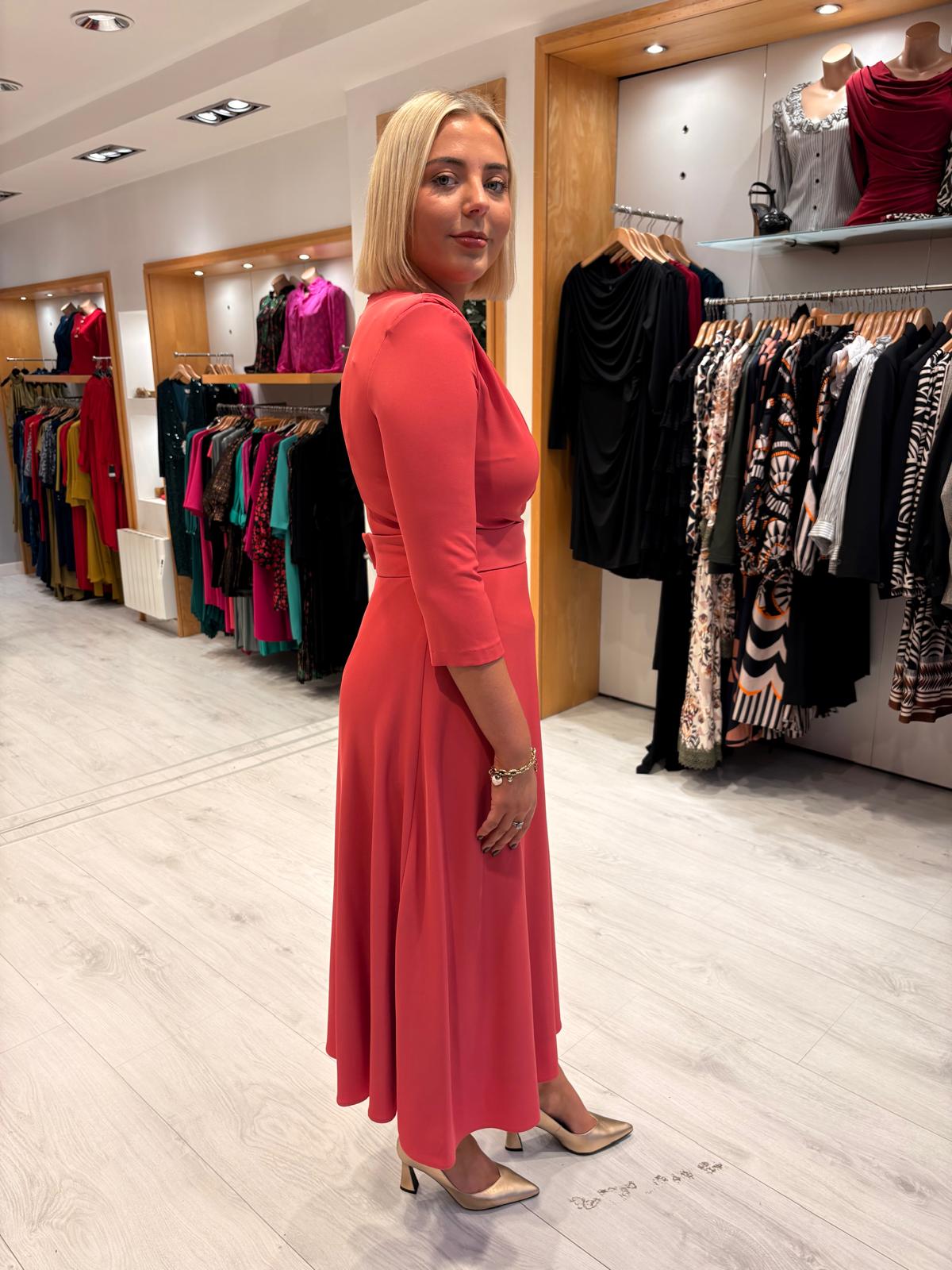 Rolemode Salmon Midi Occasion Dress