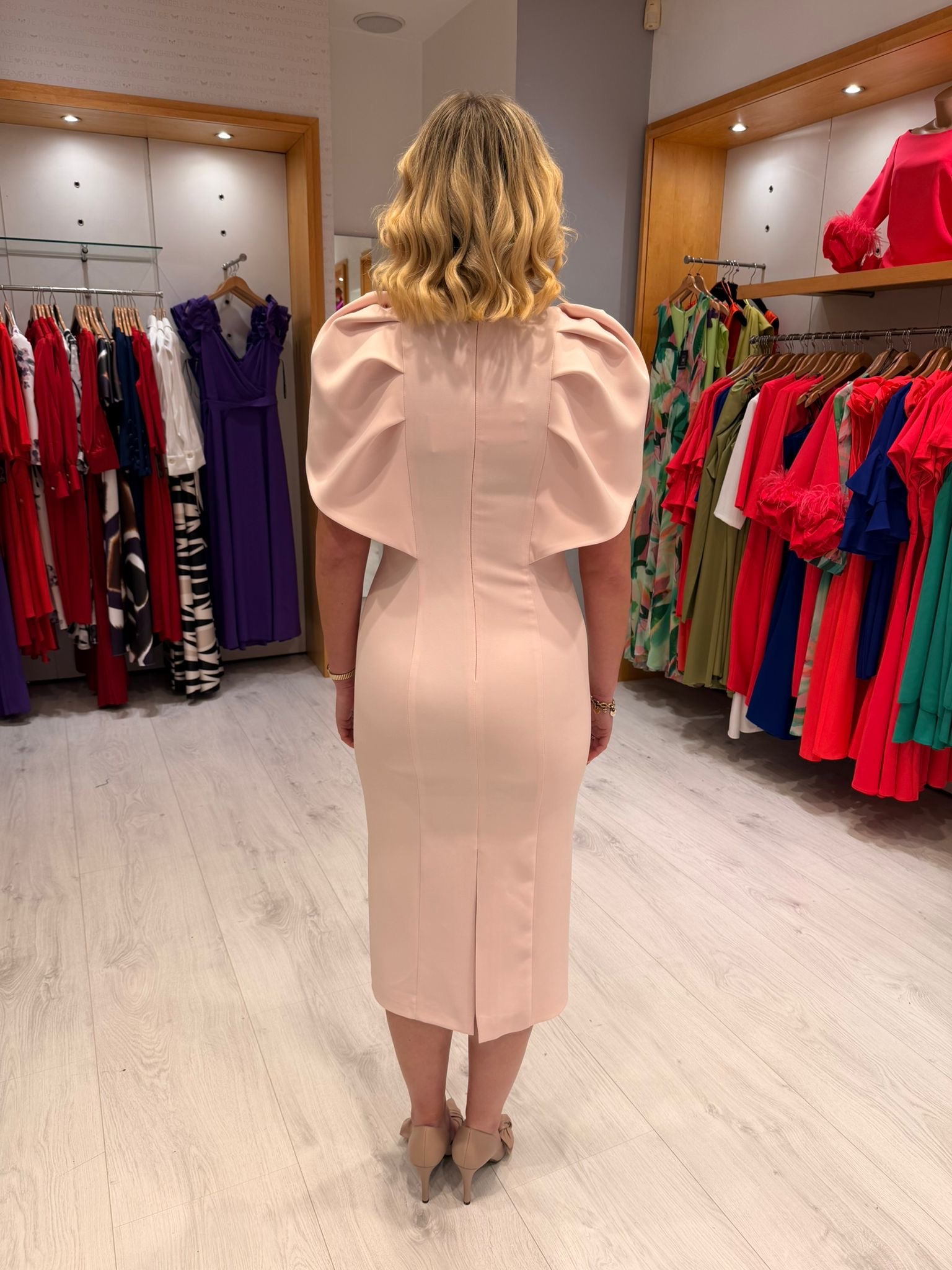 Carla Ruiz Blush Cape Dress