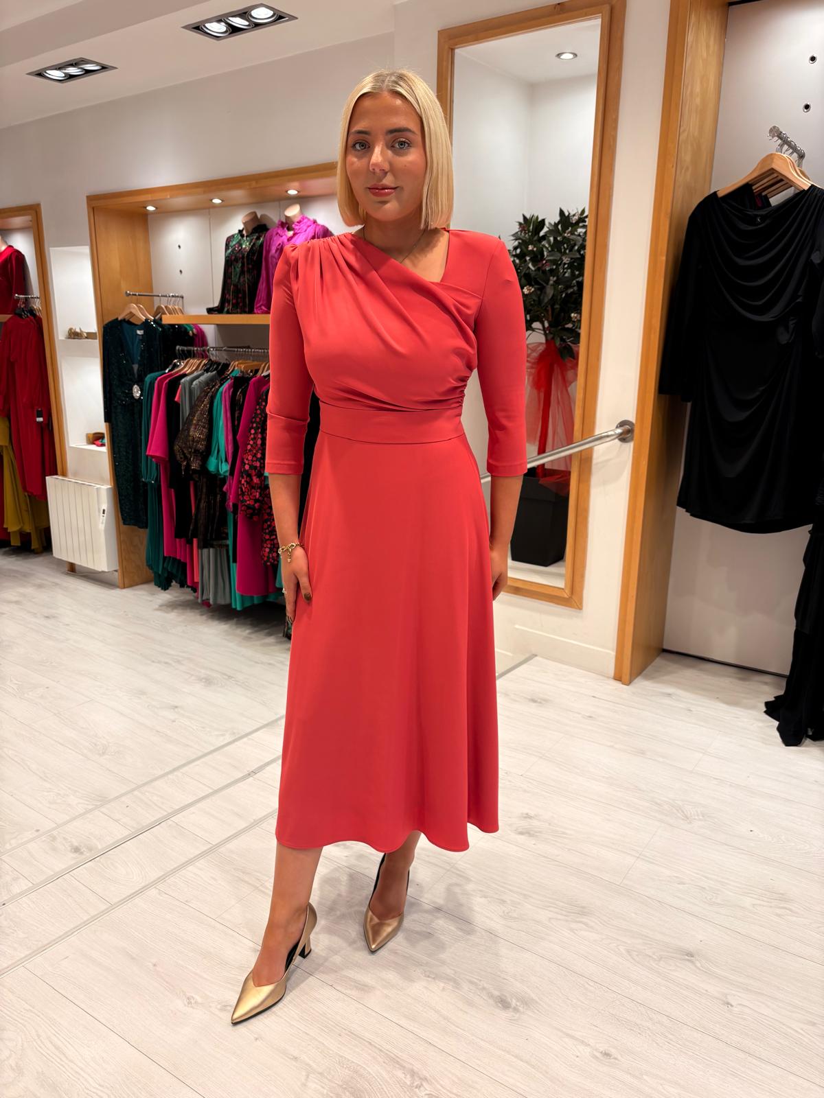 Rolemode Salmon Midi Occasion Dress