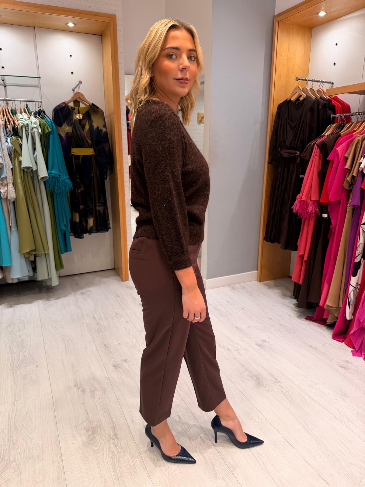 Kaffe Chocolate Brown Embellished Knit
