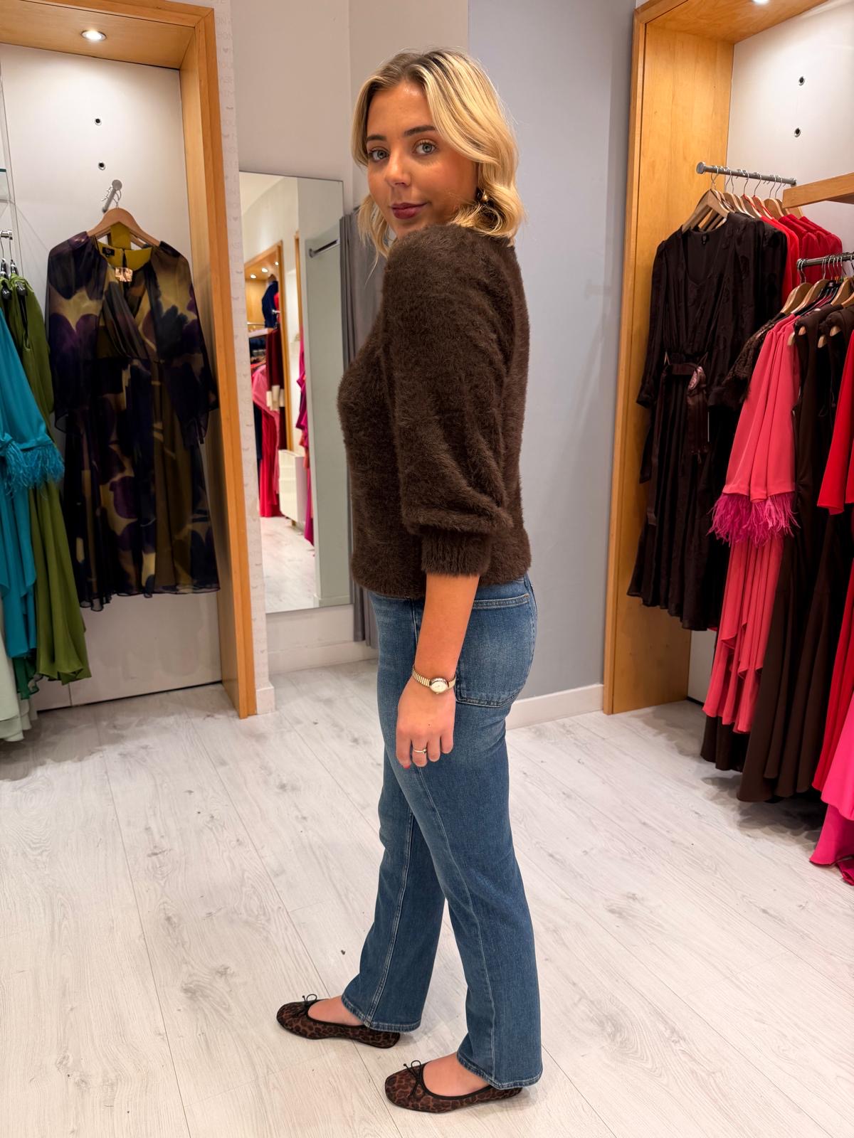 St Tropez Chocolate Brown Fluffy Knit Jumper