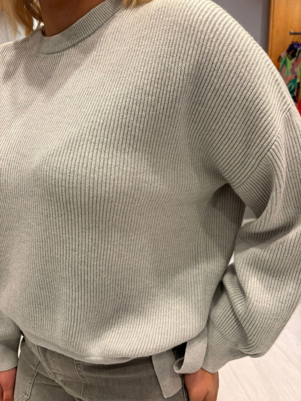 Yaya Grey Knitted Sweater with Tie Details