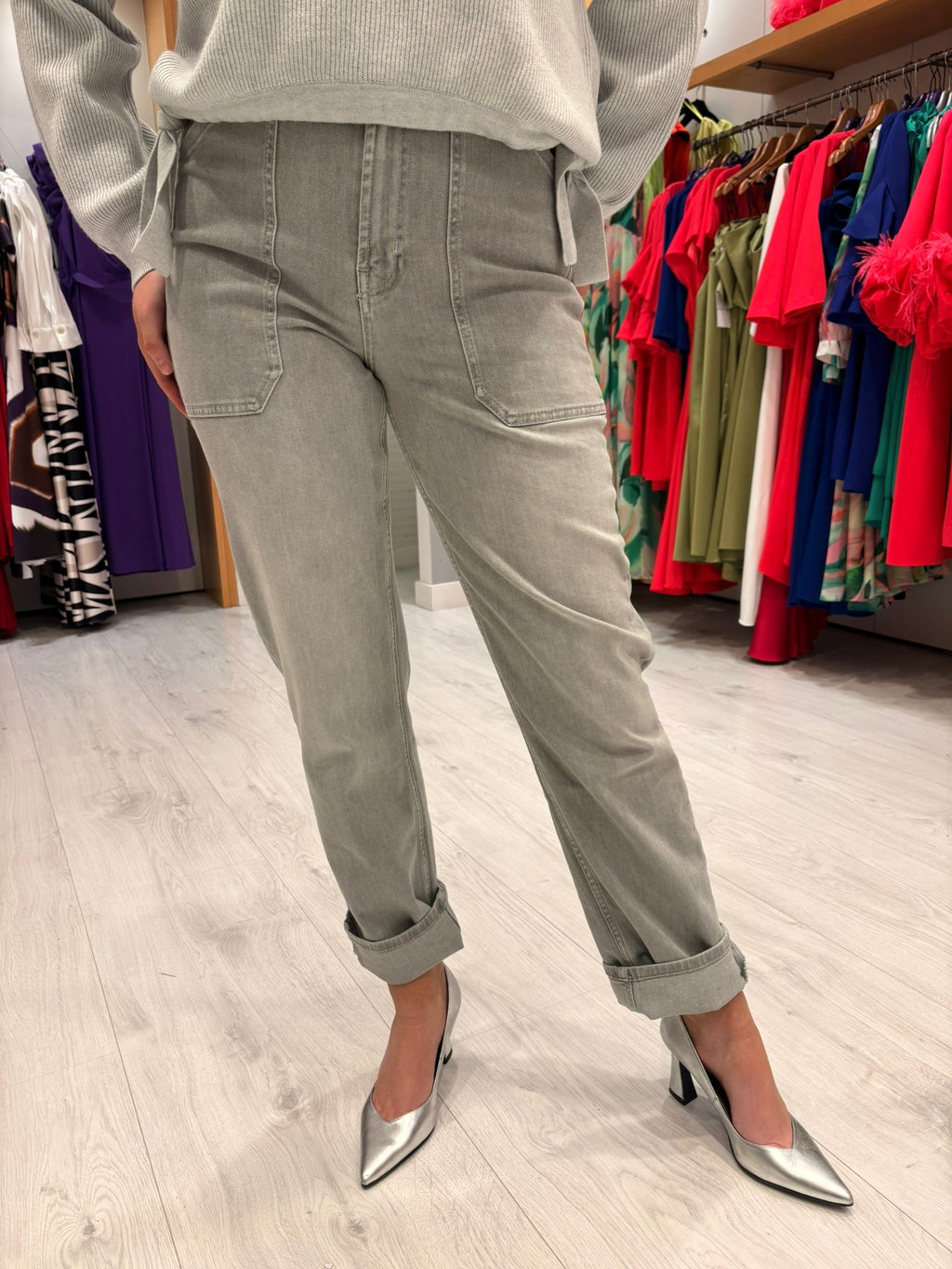 Yaya Grey Cargo Style Jean