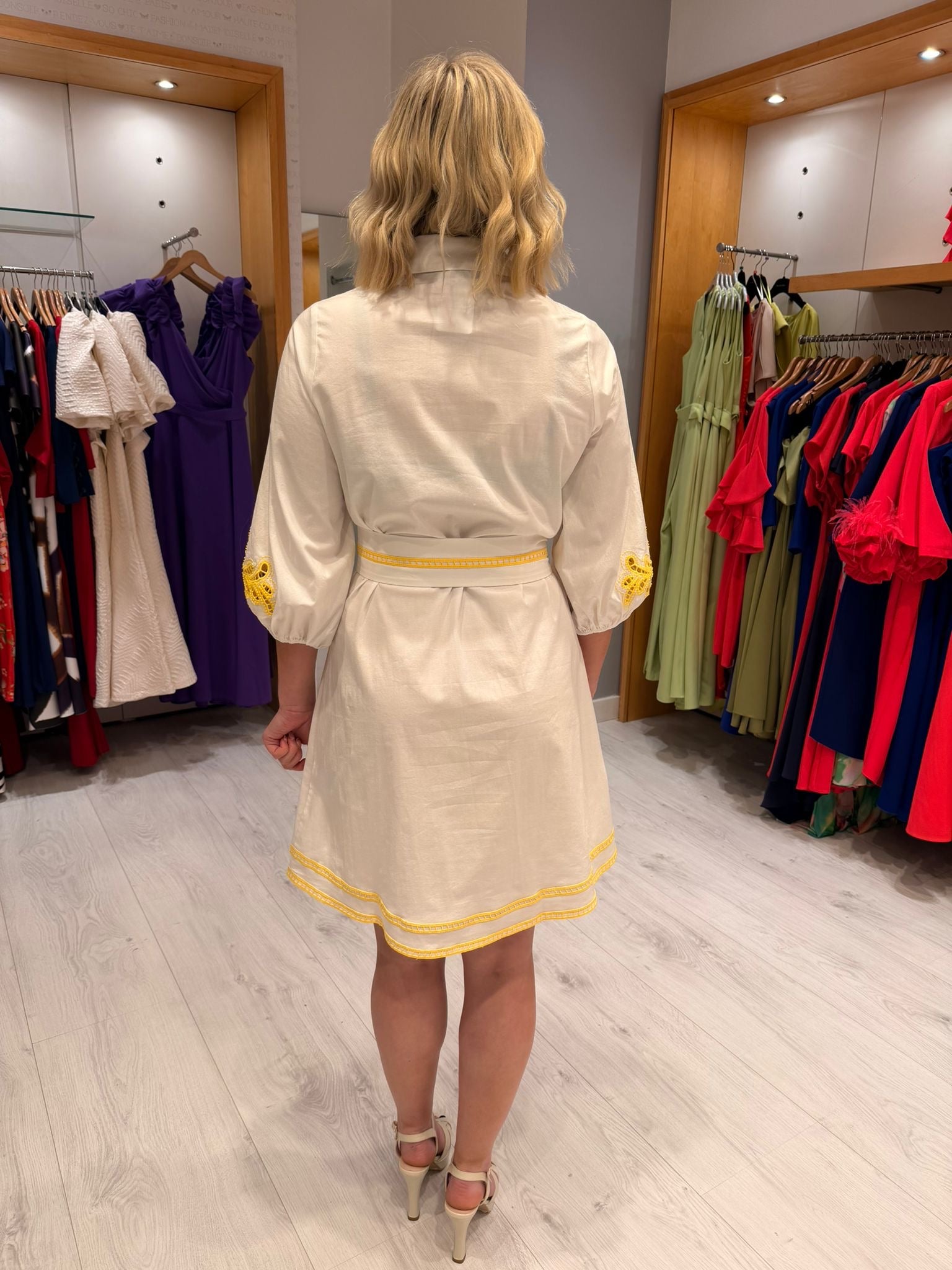 K Design Yellow Detail Dress