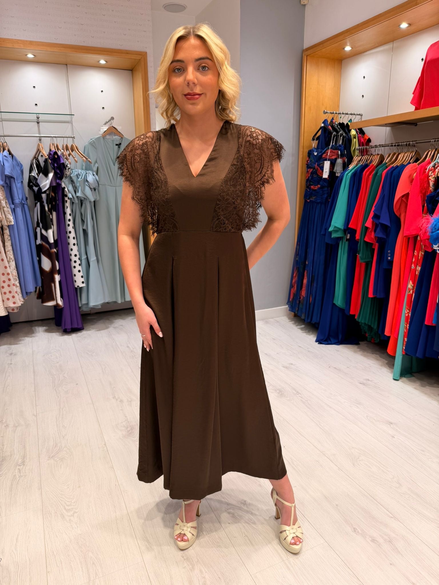 Co'Couture Brown Lace Dress