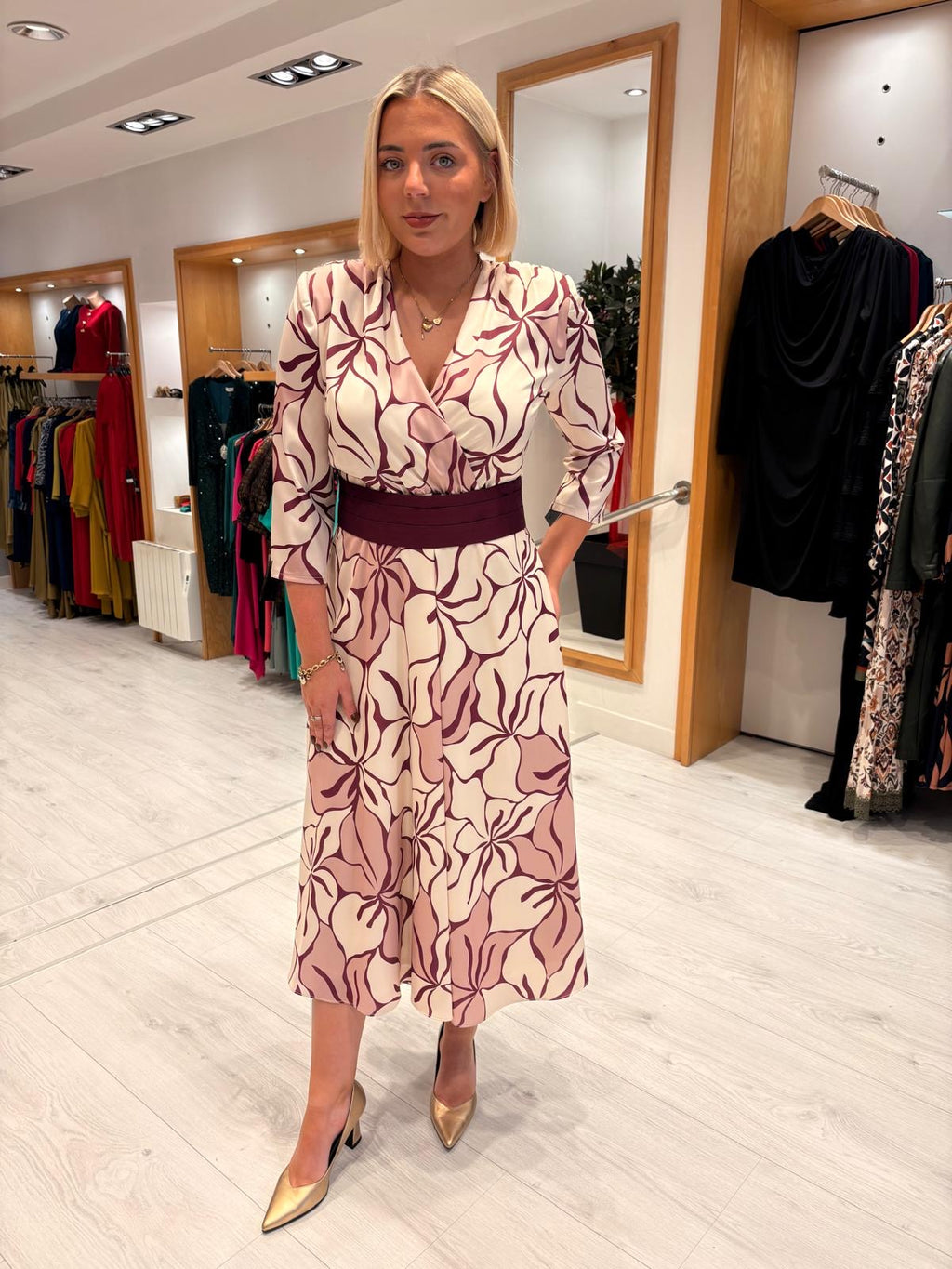 Rolemode Floral Print Wrap-Style Dress