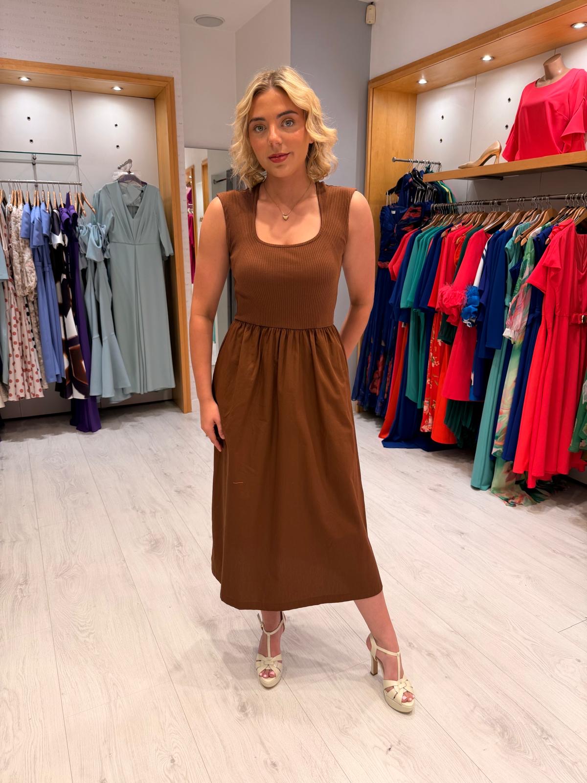 Soaked Brown Ribbed Dress