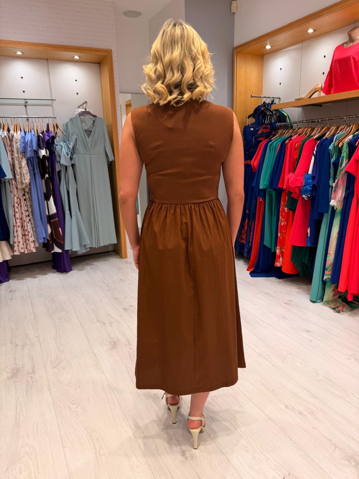 Soaked Brown Ribbed Dress