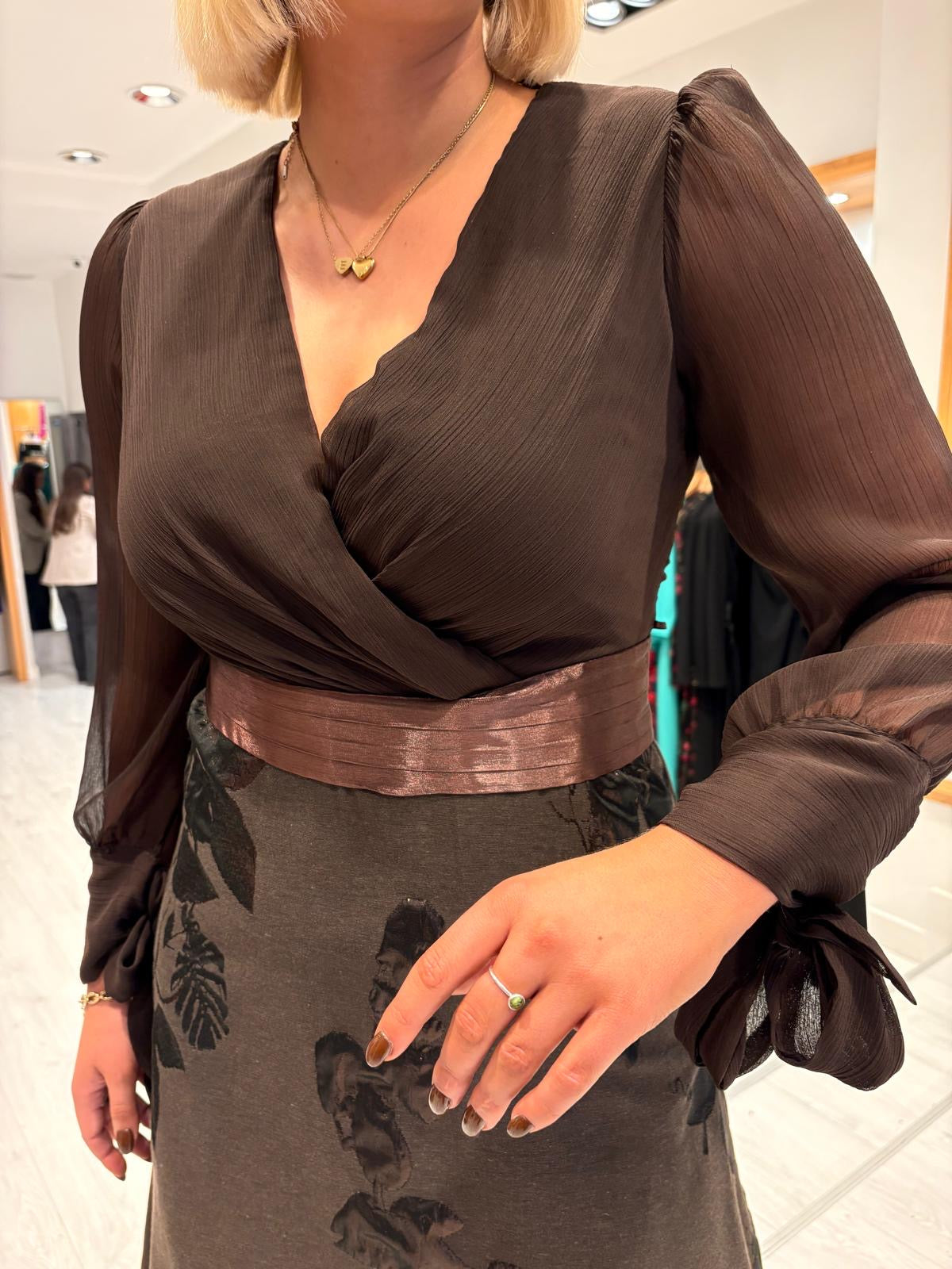 Rolemode Mocha Contrast Skirt Dress