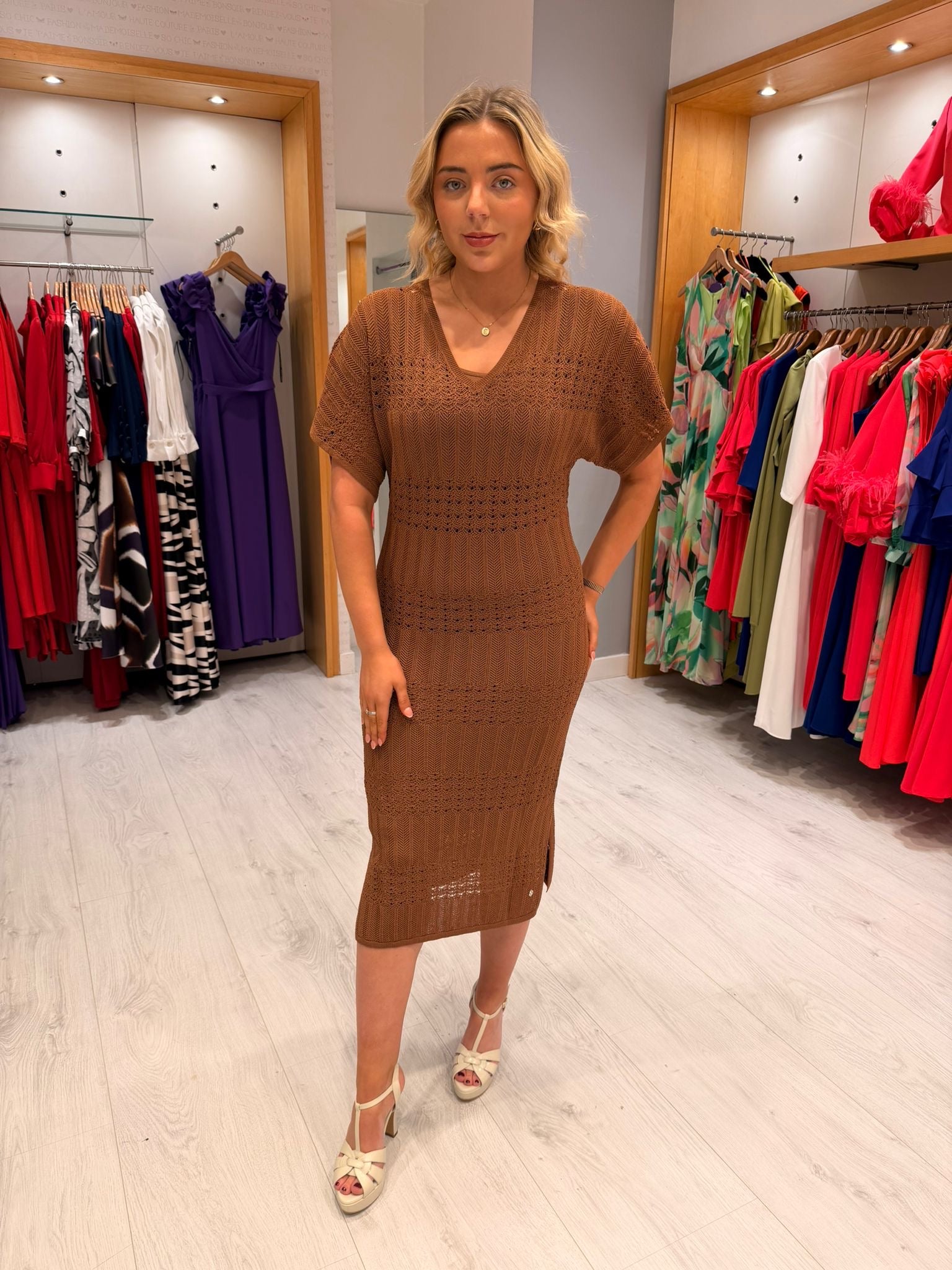 Smashed Lemon Brown Knit Dress