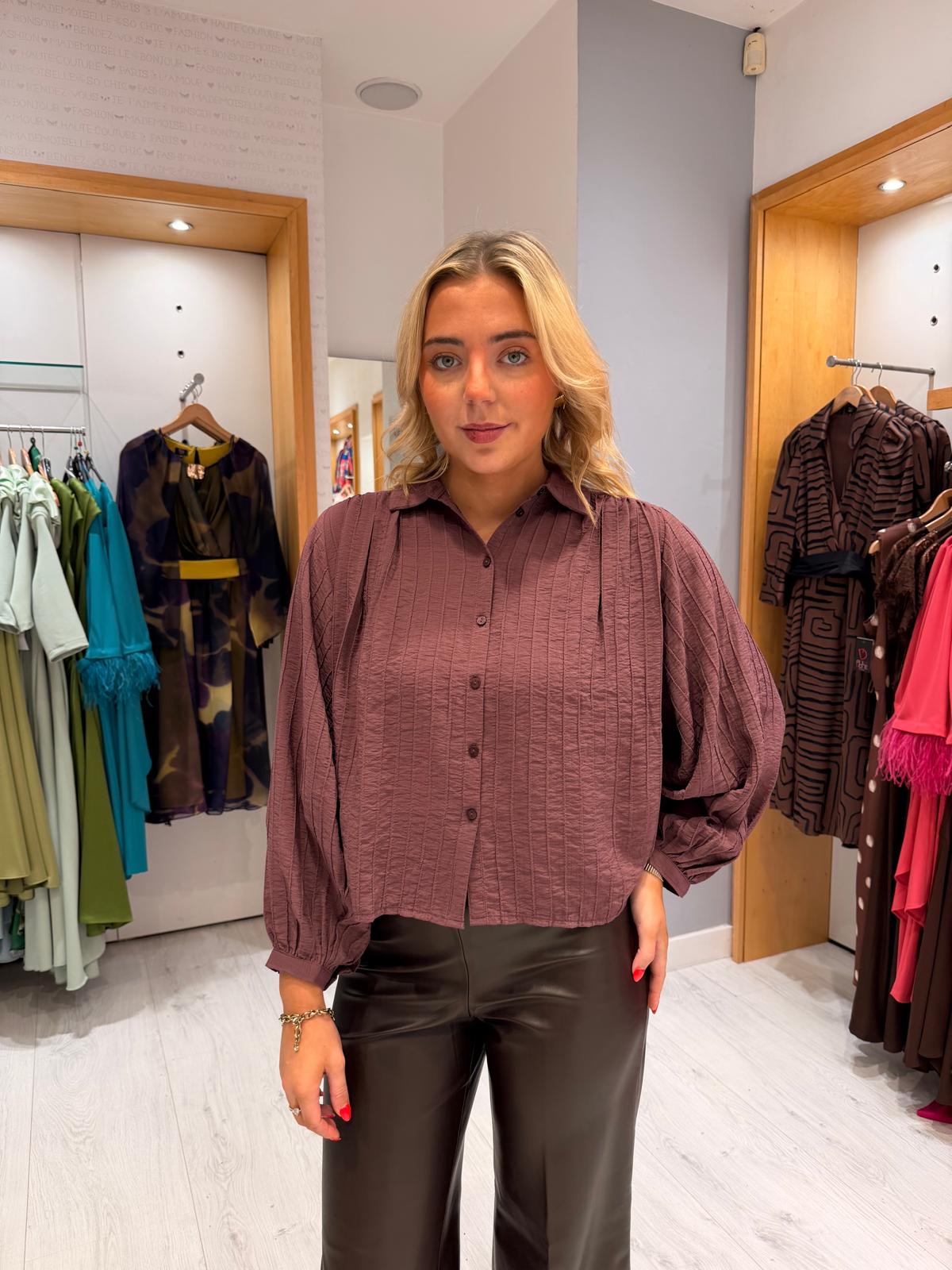 Soaked Textured Button-Down Blouse