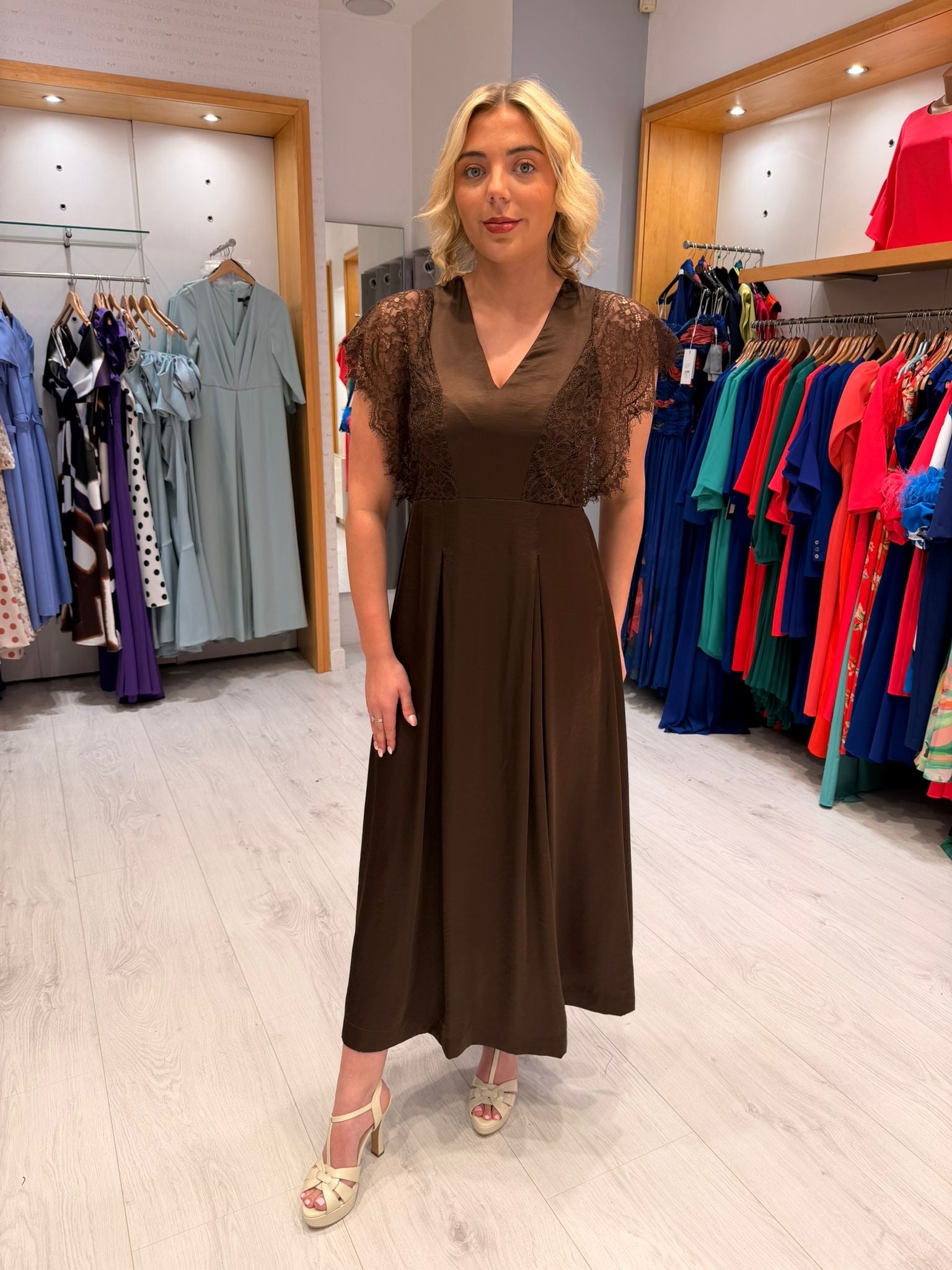 Co'Couture Brown Lace Dress