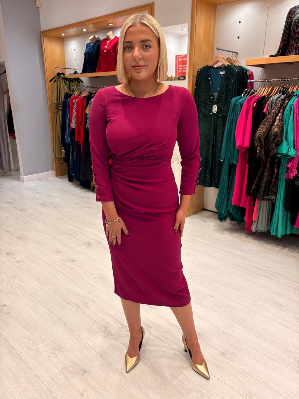 Rolemode Fuchsia Long-Sleeve Dress