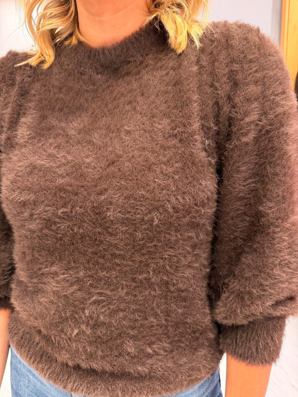 St Tropez Chocolate Brown Fluffy Knit Jumper