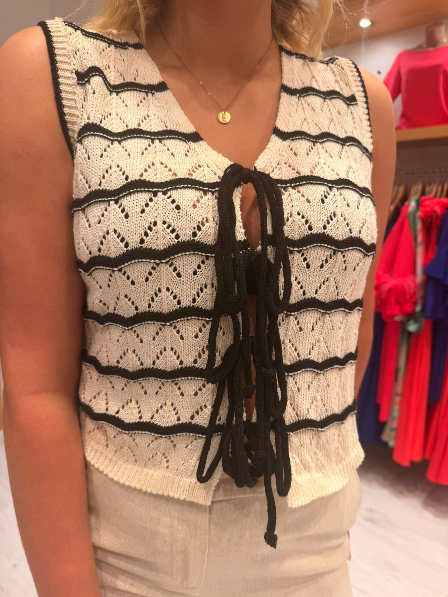 Smashed Lemon Knit Tie Top