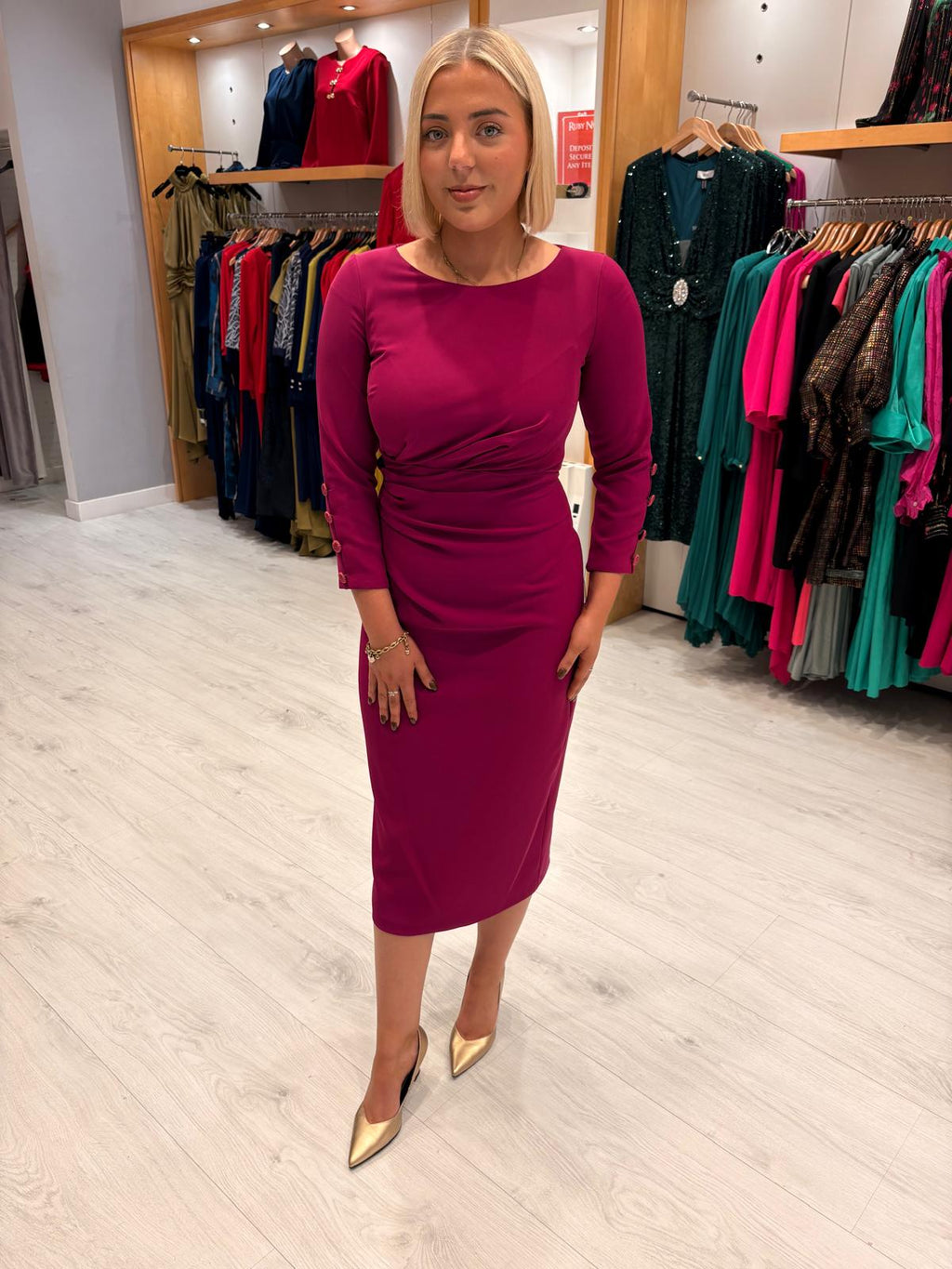 Rolemode Fuchsia Long-Sleeve Dress