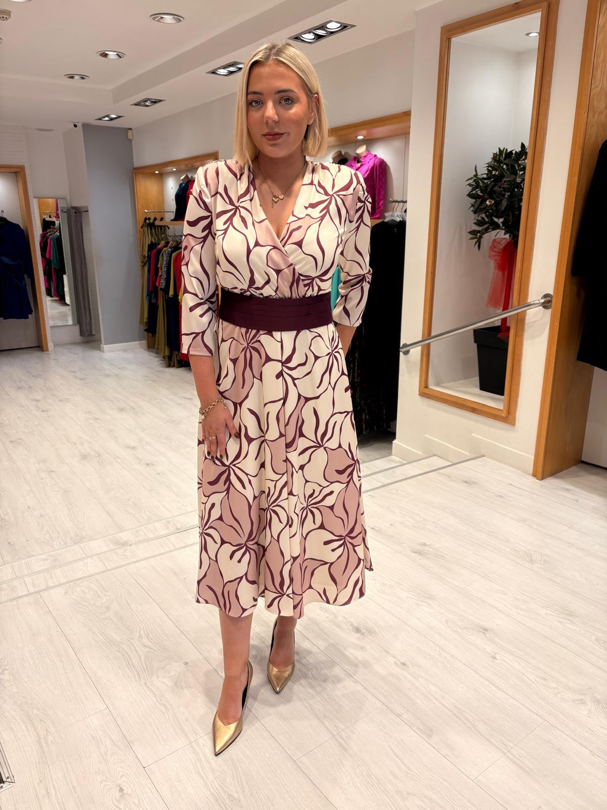 Rolemode Floral Print Wrap-Style Dress