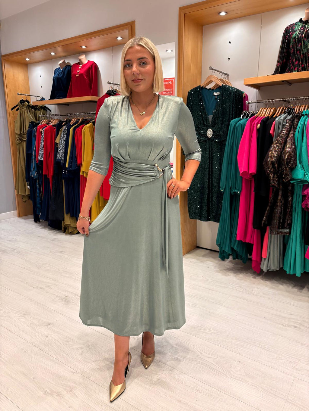 Rolemode Eucalyptus Metallic Dress