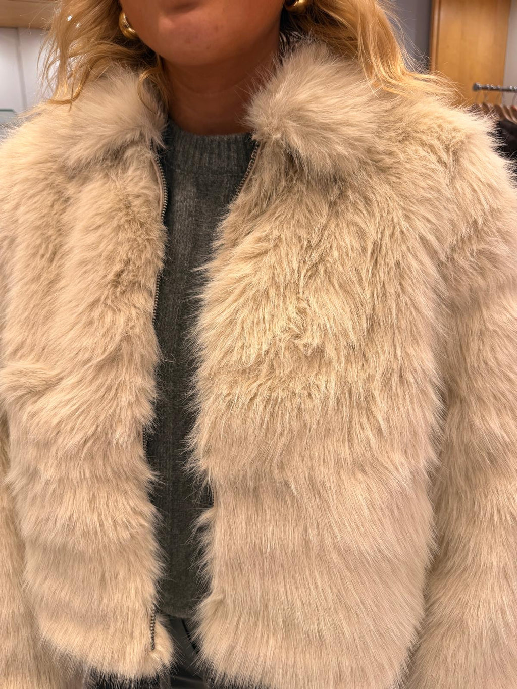 St Tropez Cream Fur Jacket