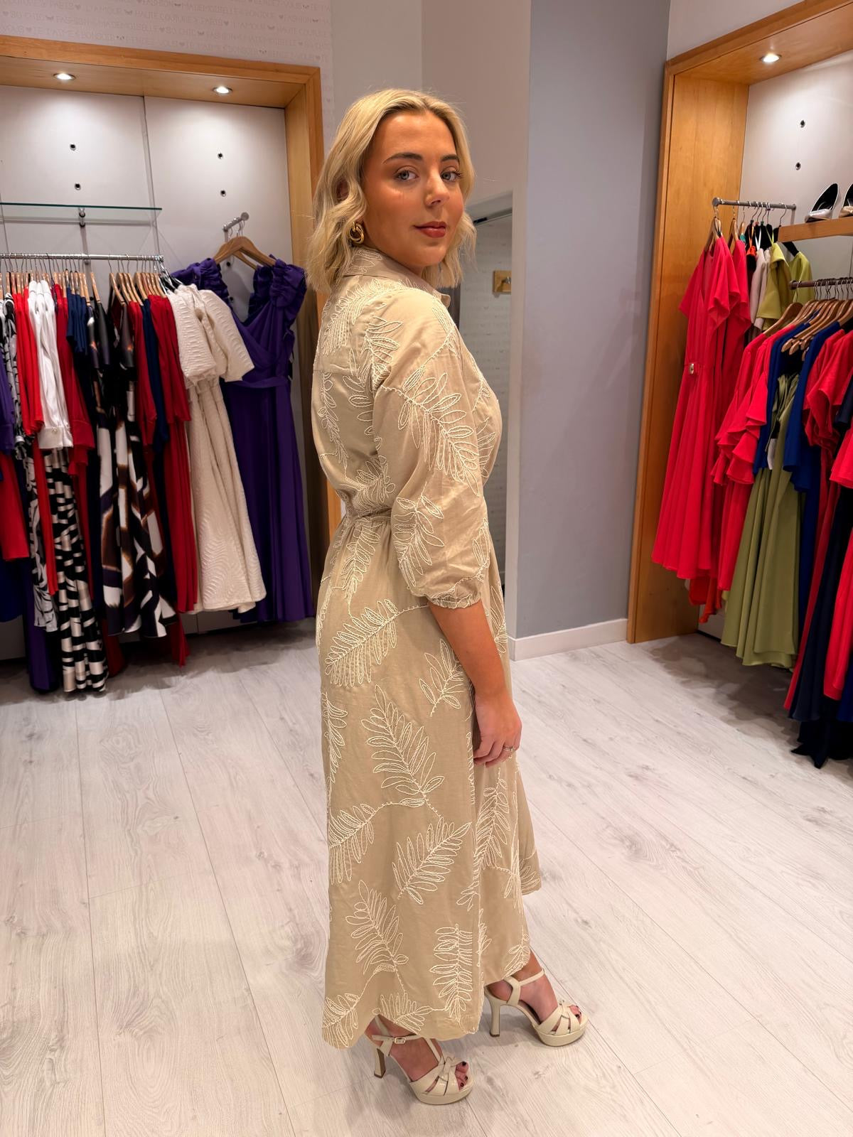 HV Polo Beige Print Shirt Dress