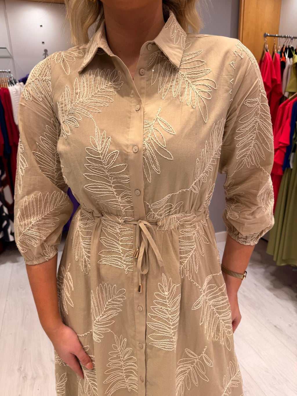 HV Polo Beige Print Shirt Dress
