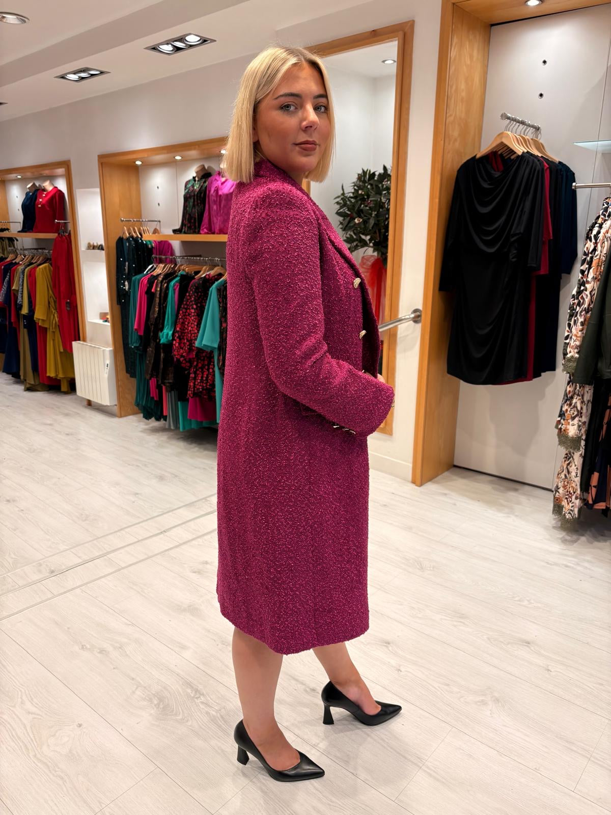Carla Ruiz Fuschia Tweed Coat