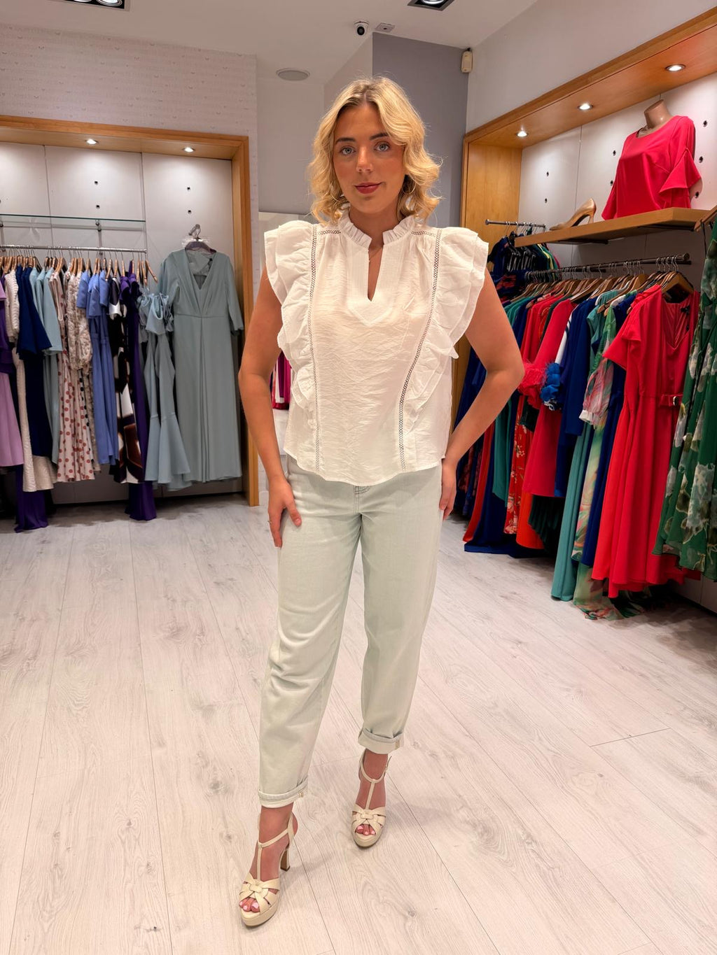 Co'Couture White Frill Top