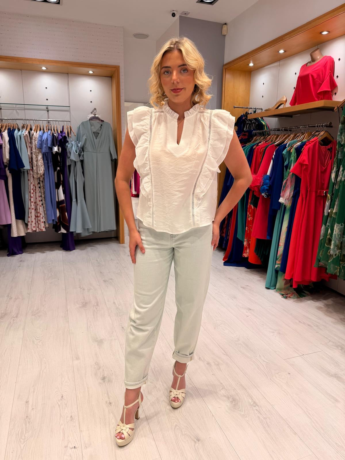 Co'Couture White Frill Top