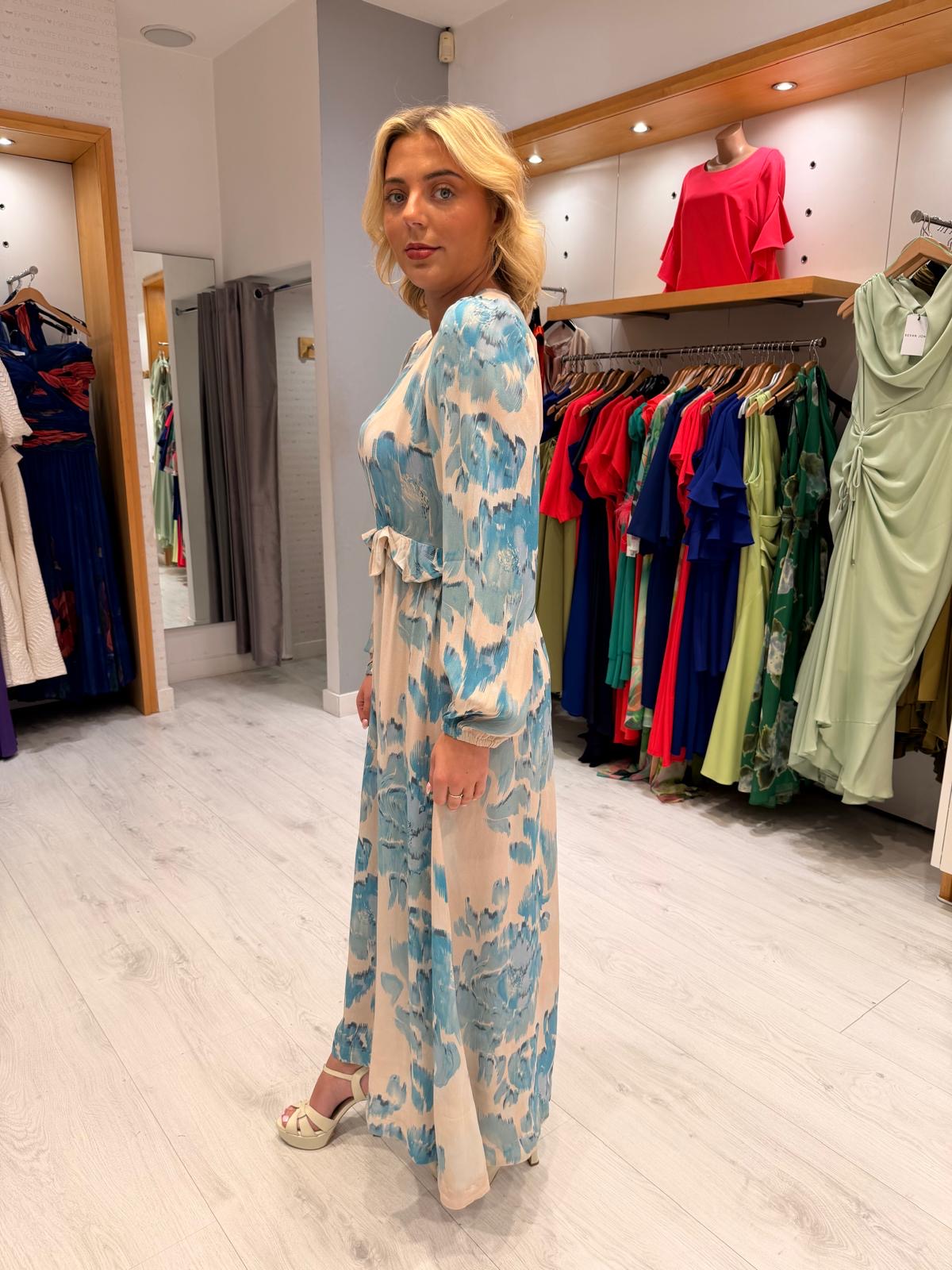 St Tropez Blue Ruffle Dress