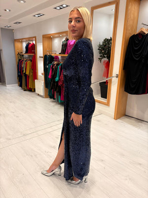 Carla Ruiz Navy Sequin Dress