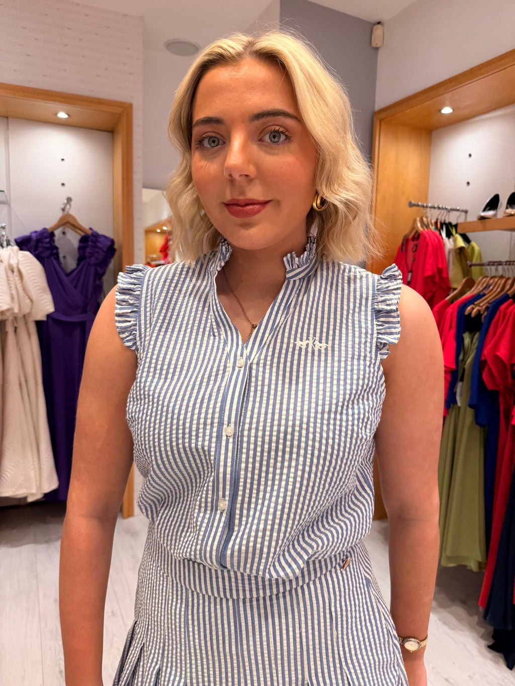 HV Polo Striped Sleeveless Blouse