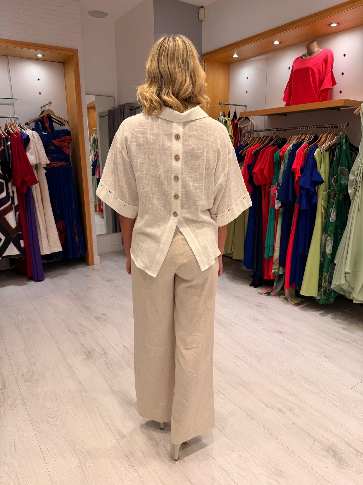 Dolores White Linen Blouse