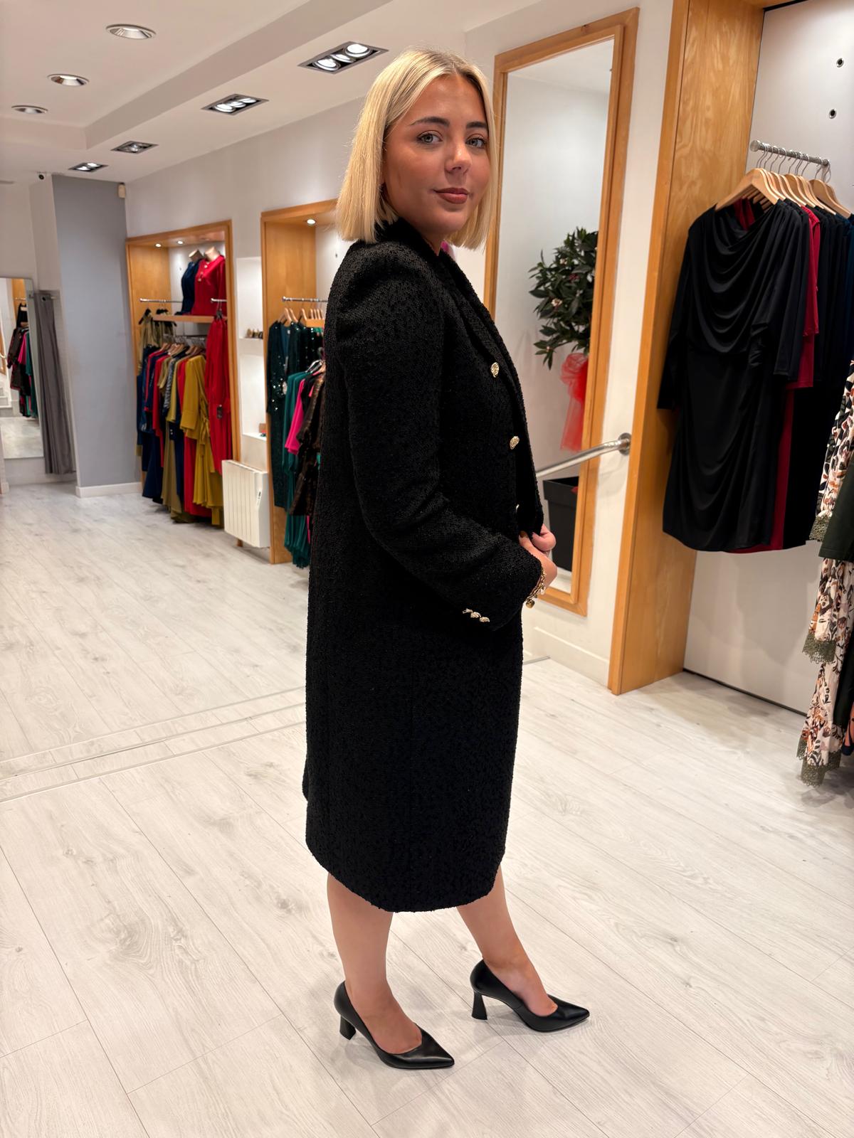 Carla Ruiz Black Tweed Coat