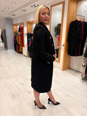 Carla Ruiz Black Tweed Coat