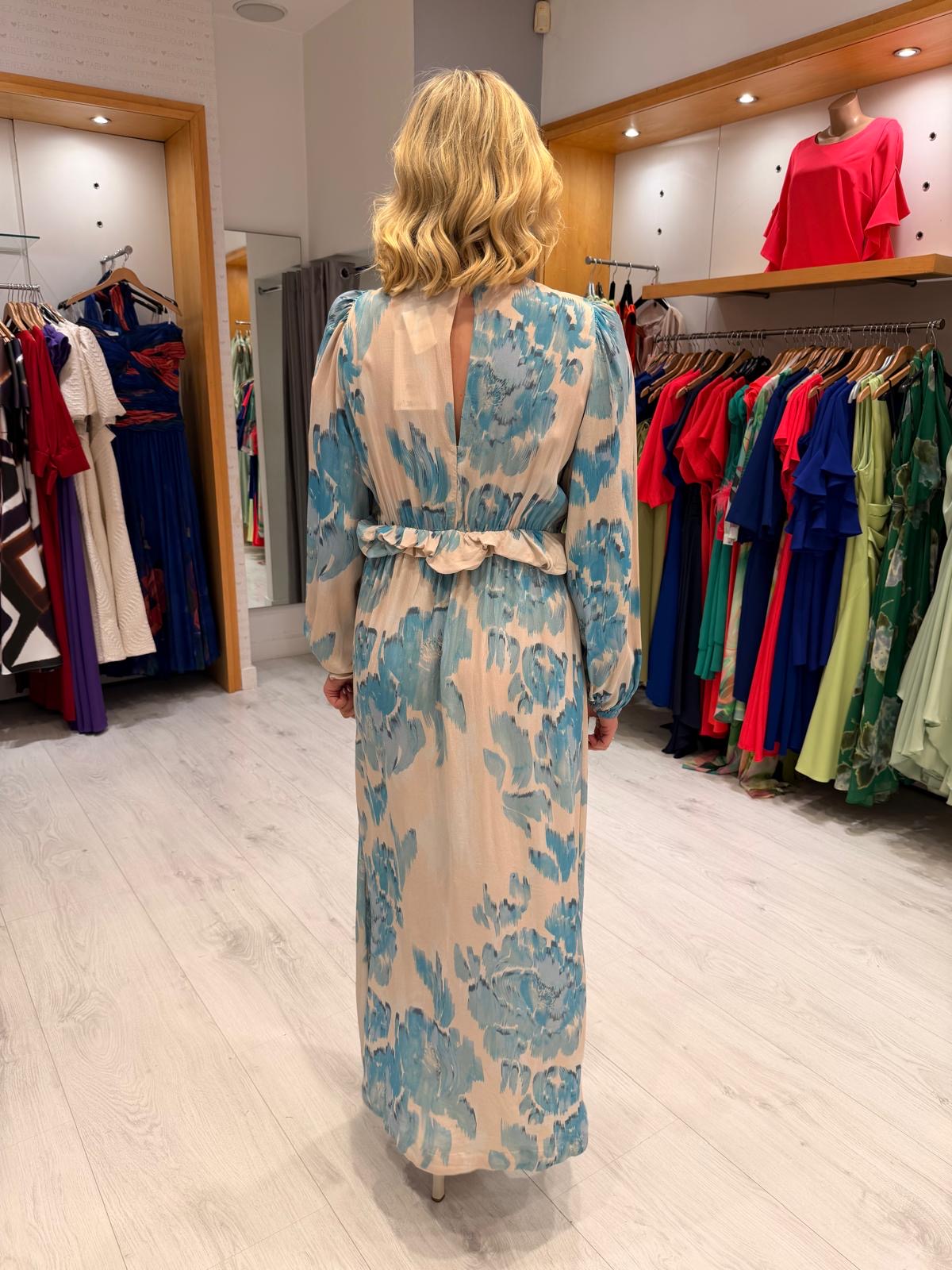 St Tropez Blue Ruffle Dress