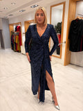 Carla Ruiz Navy Sequin Dress