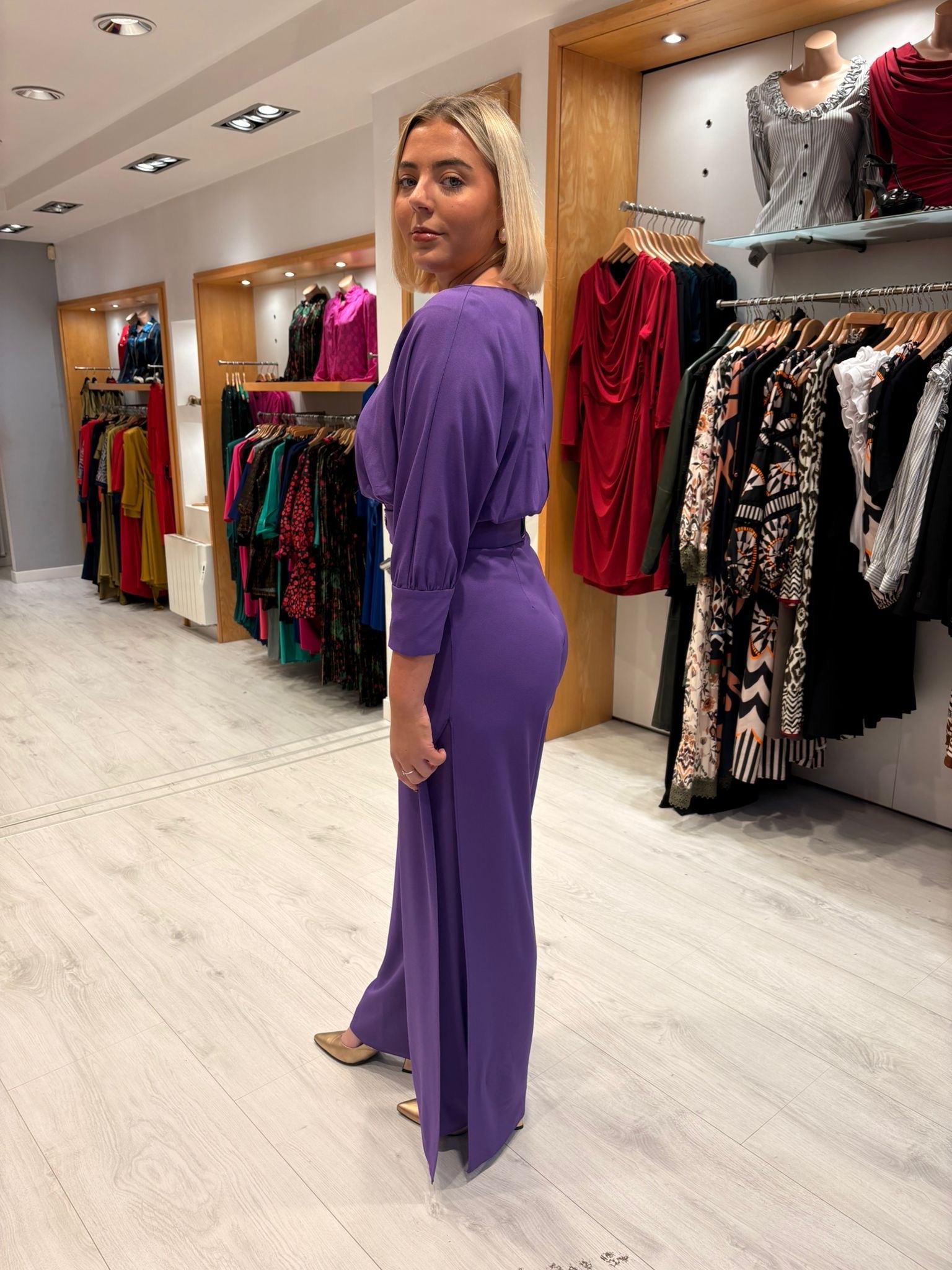 Moncho Heredia Violet Belted Wide-Leg Jumpsuit