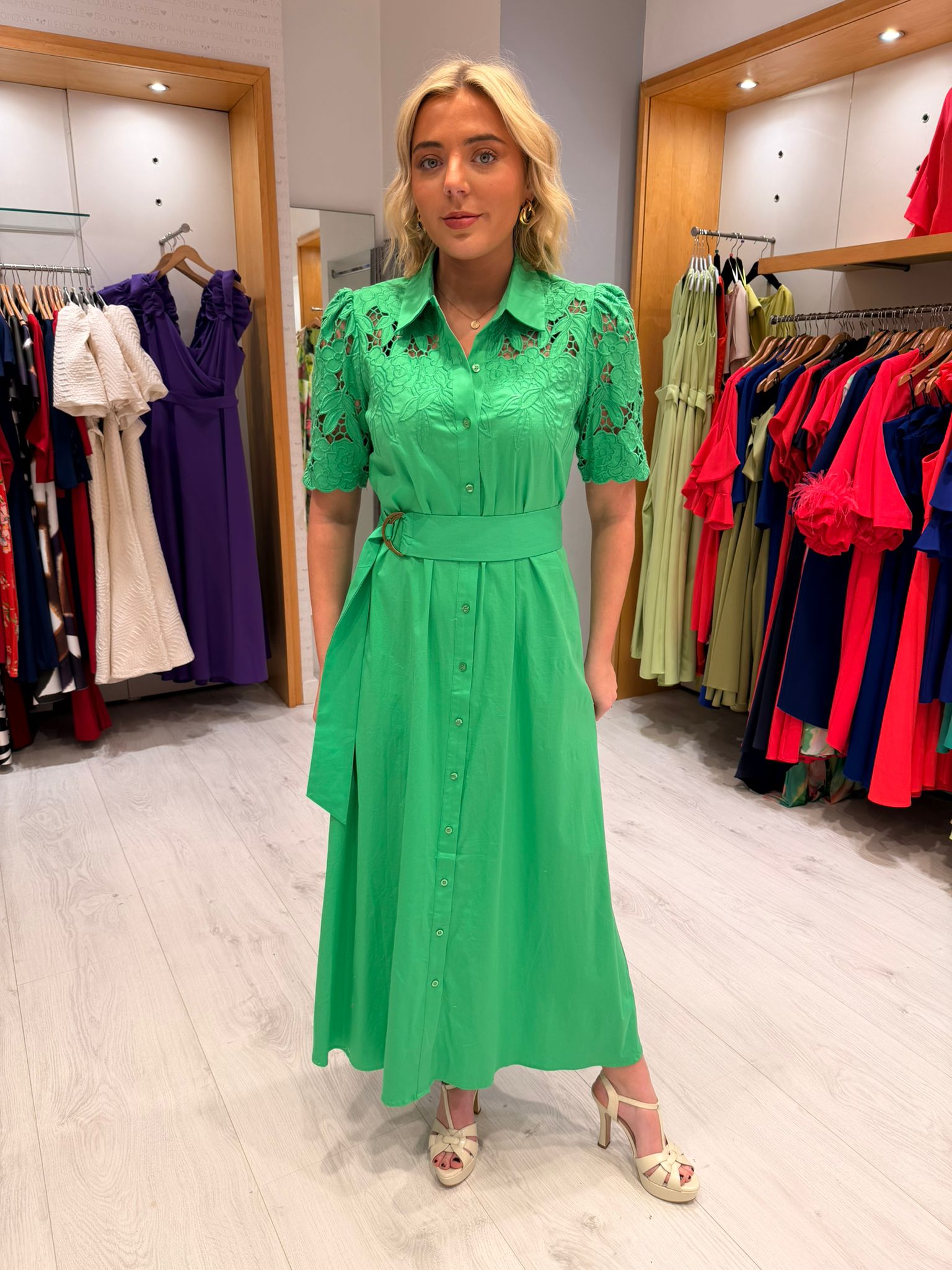 K Design Green Embroidery Dress