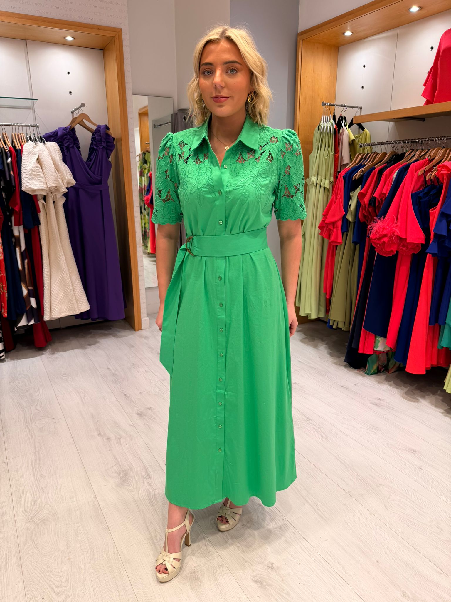 K Design Green Embroidery Dress