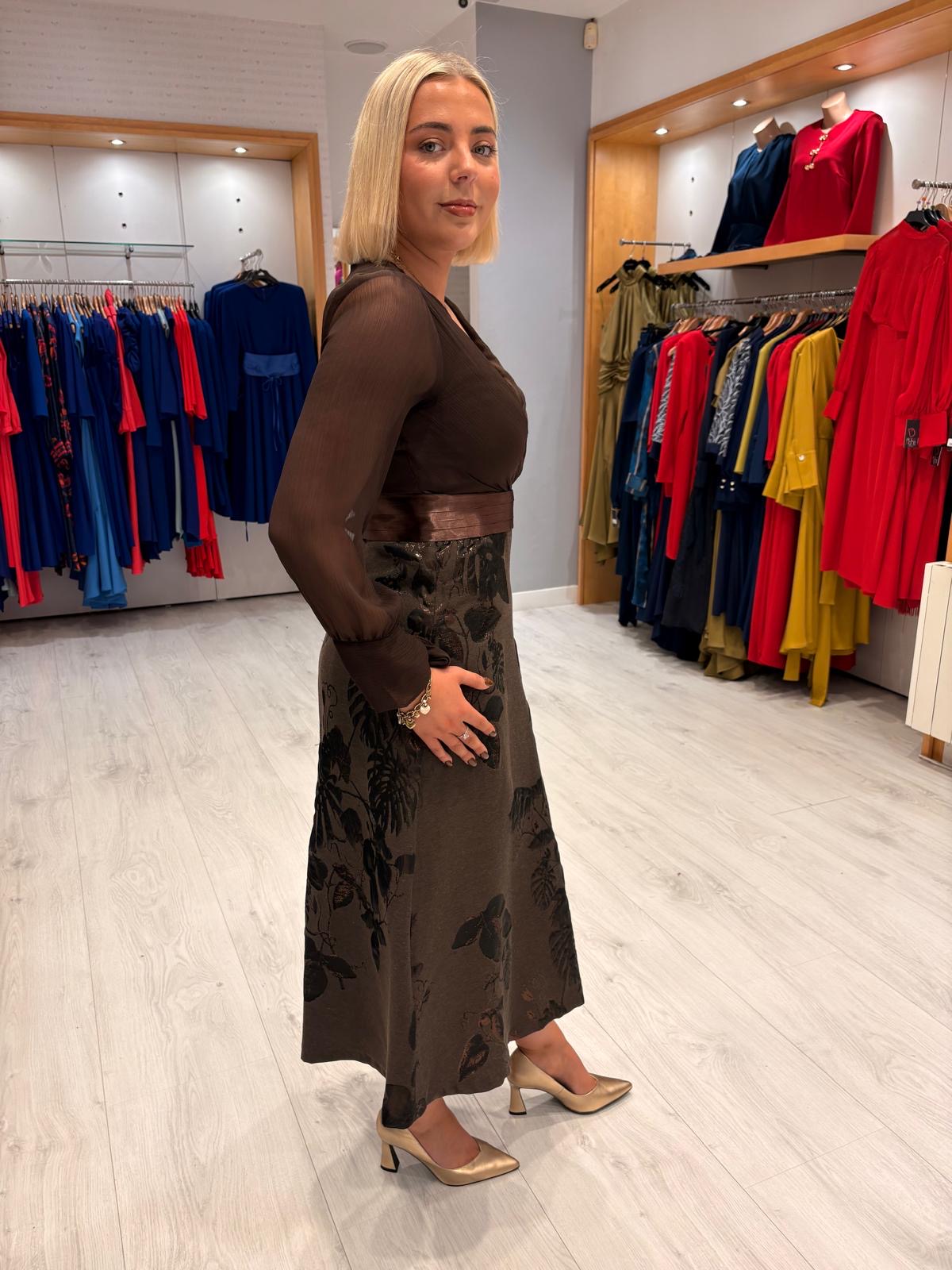 Rolemode Mocha Contrast Skirt Dress