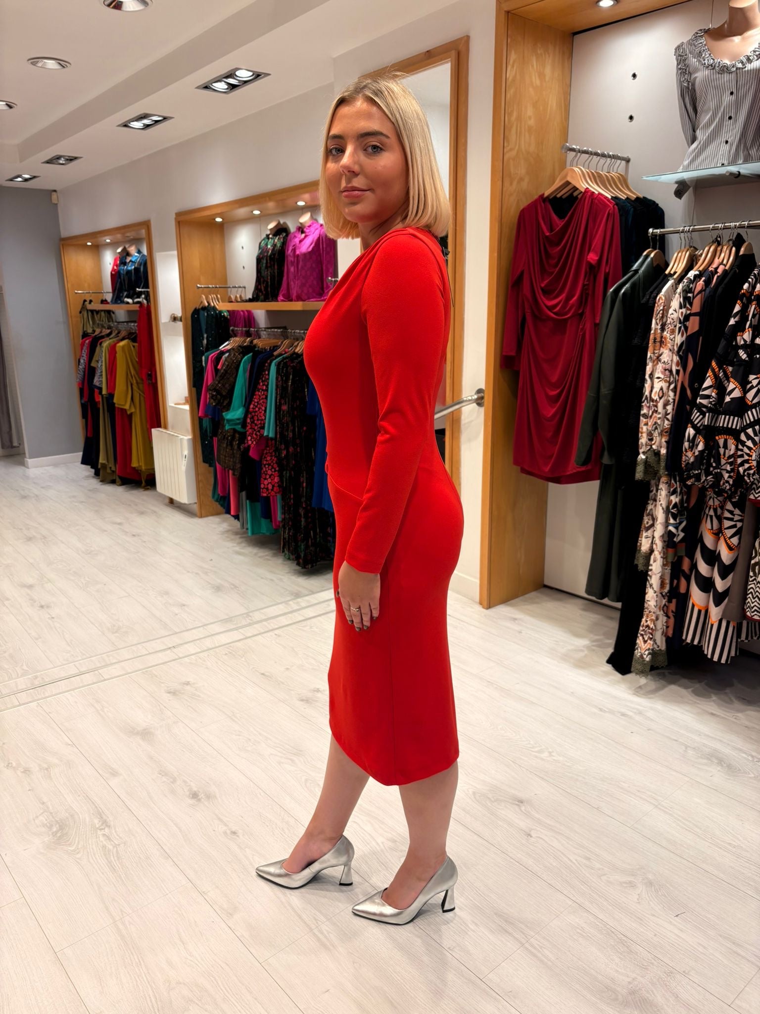 Casting Red Ruched Bodycon Dress