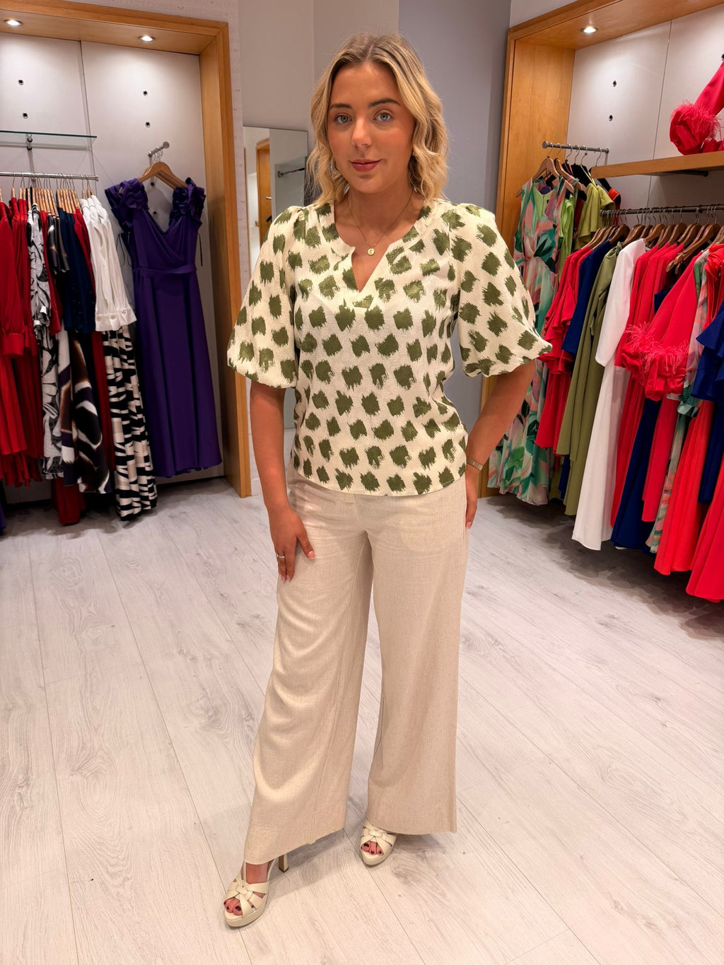 Smashed Lemon Cream Print Blouse
