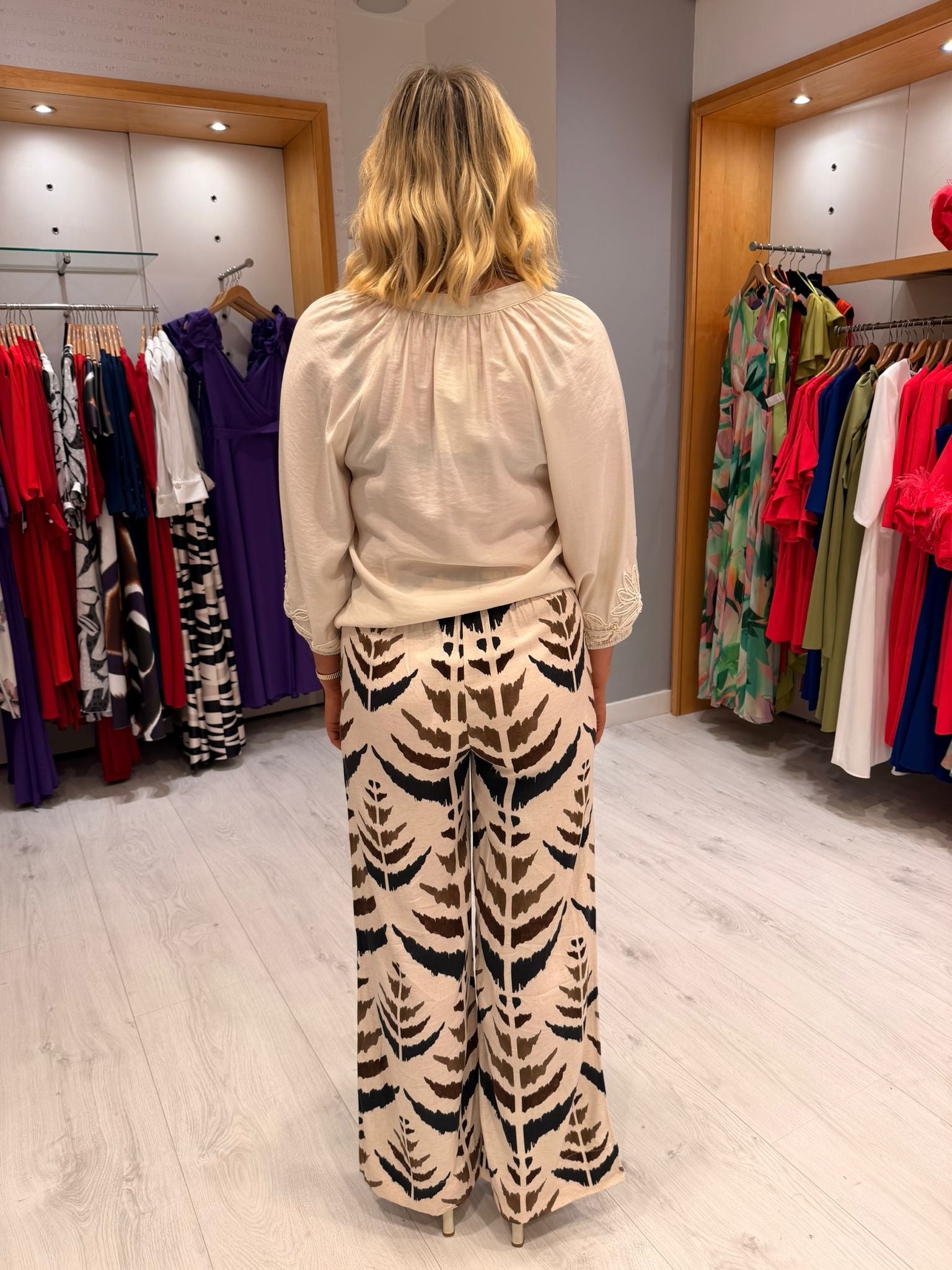 Smashed Lemon Cream Embroidered Top