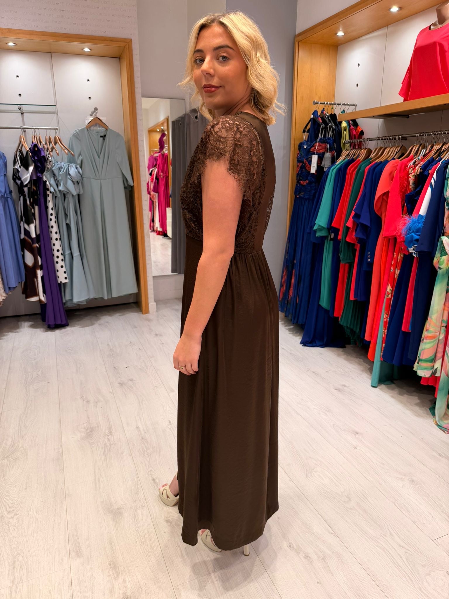 Co'Couture Brown Lace Dress