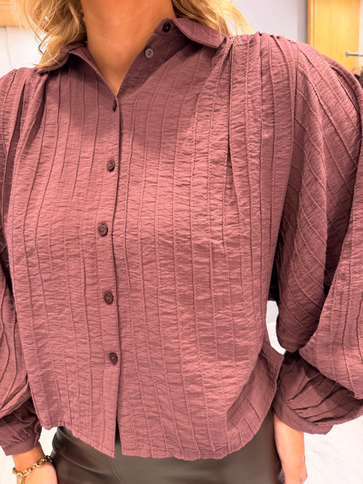 Soaked Textured Button-Down Blouse