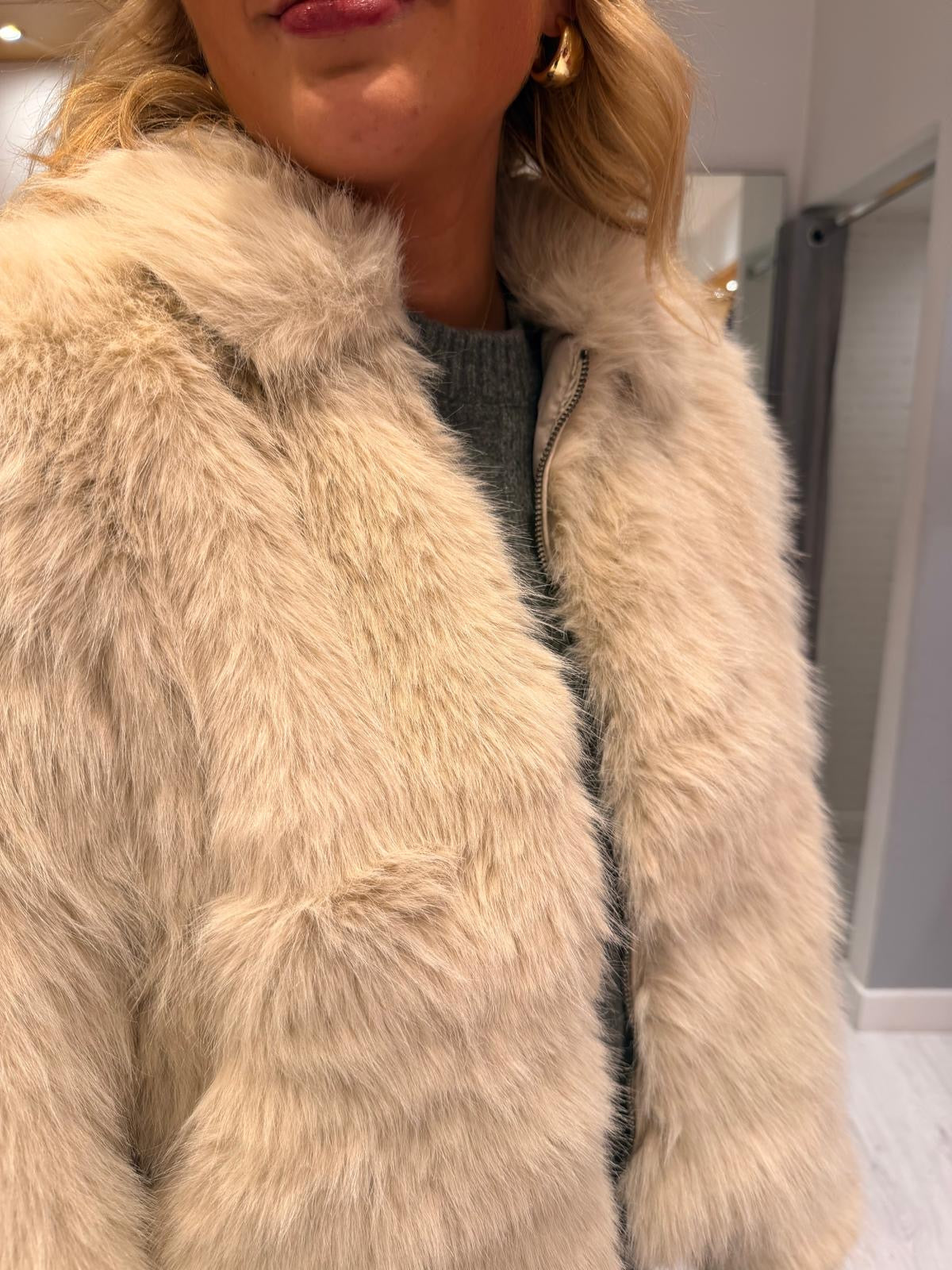 St Tropez Cream Fur Jacket