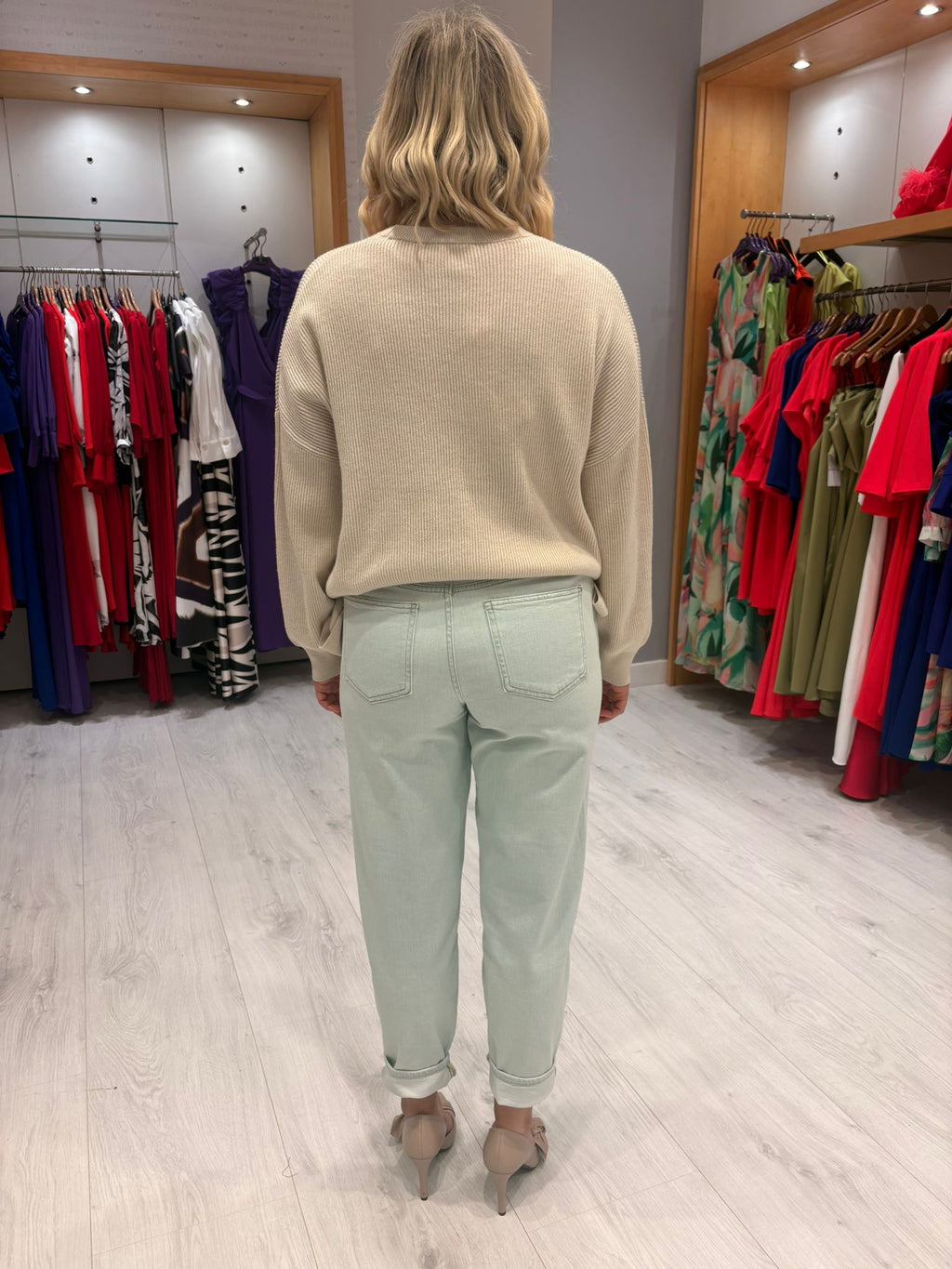 Yaya Cream Knit Sweater with Tie Details